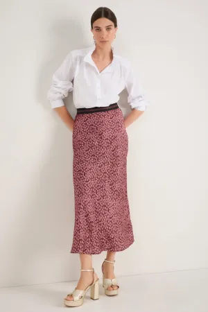 Ella Silk Skirt - Merlot/ Dusty Rose Flower Head