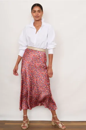 Ella Silk Skirt - Pink Floral