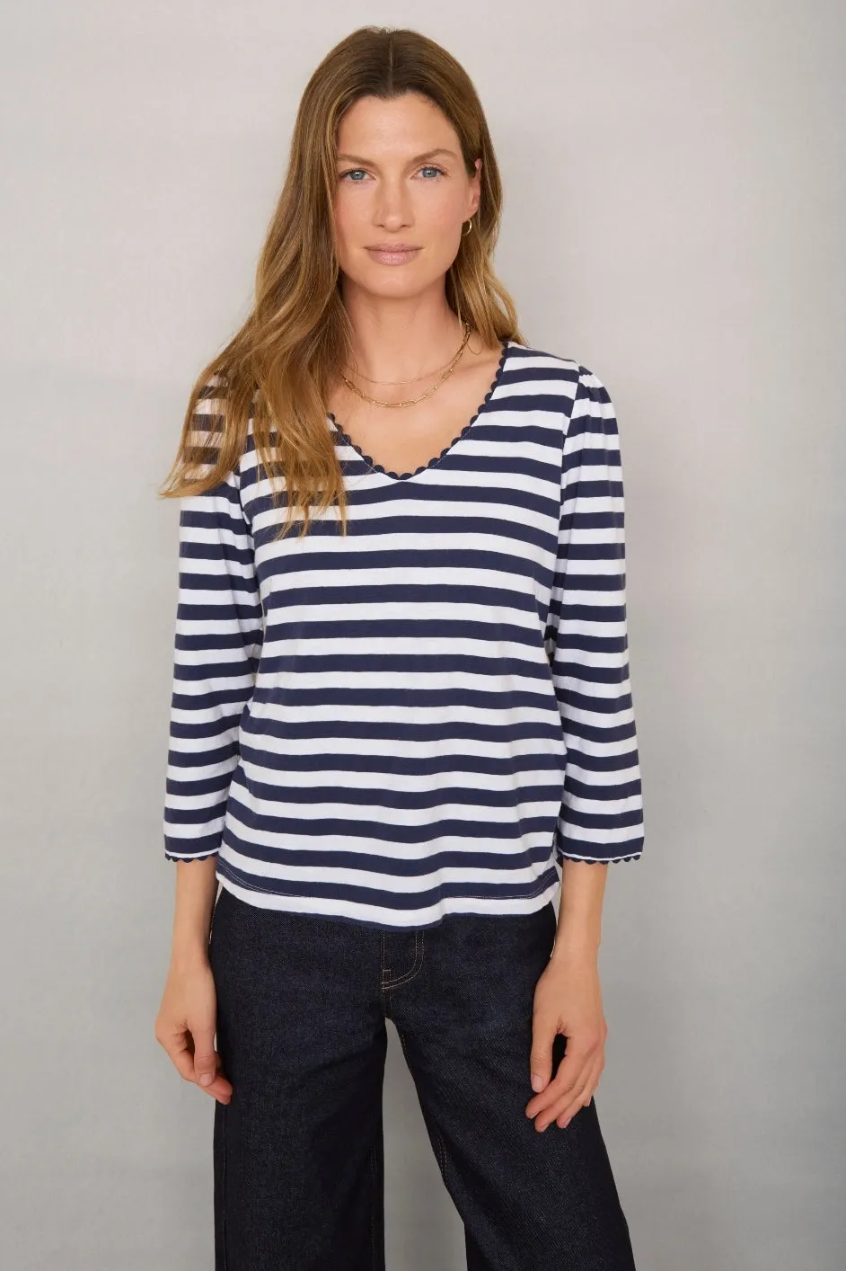 Elyna Tee - Midnight/Ivory Stripe