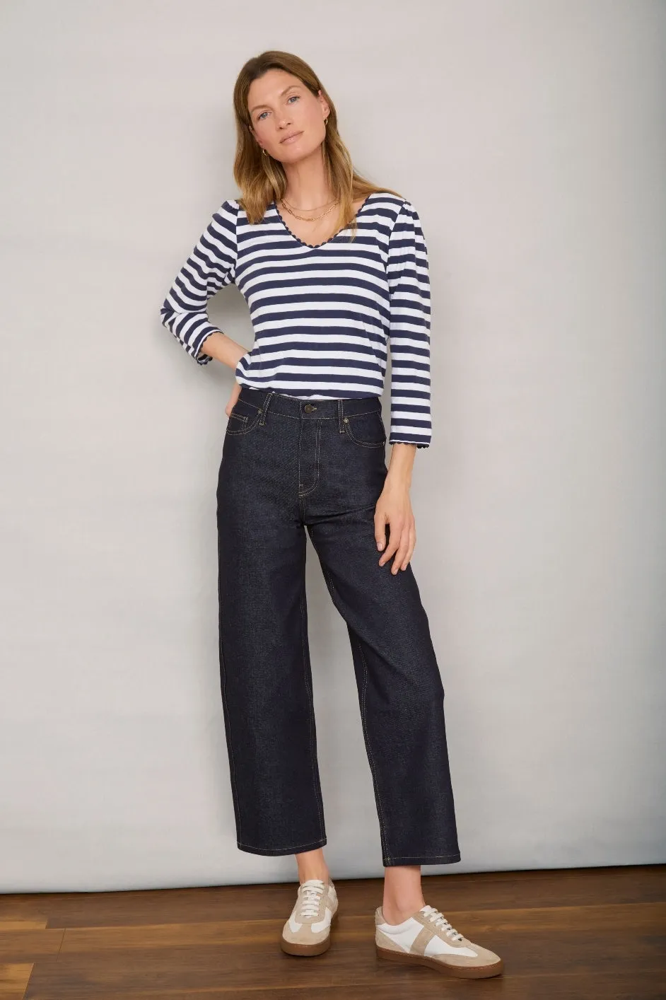 Elyna Tee - Midnight/Ivory Stripe