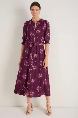 Ettie Shirt Dress - Merlot Spaced Floral