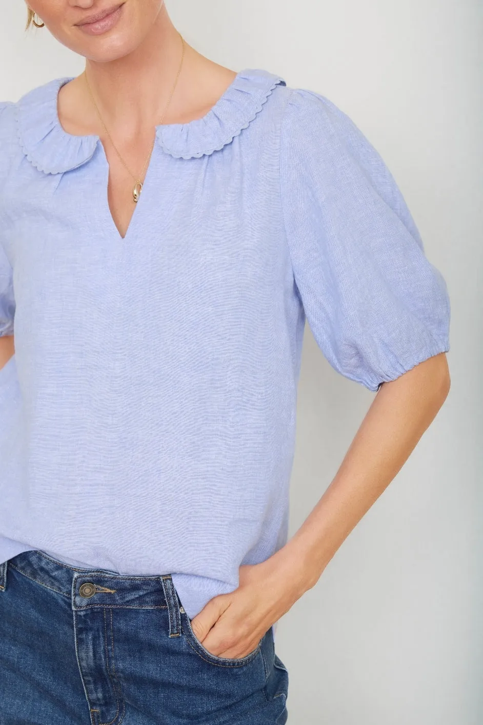 Evangeline Linen Top - Chambray