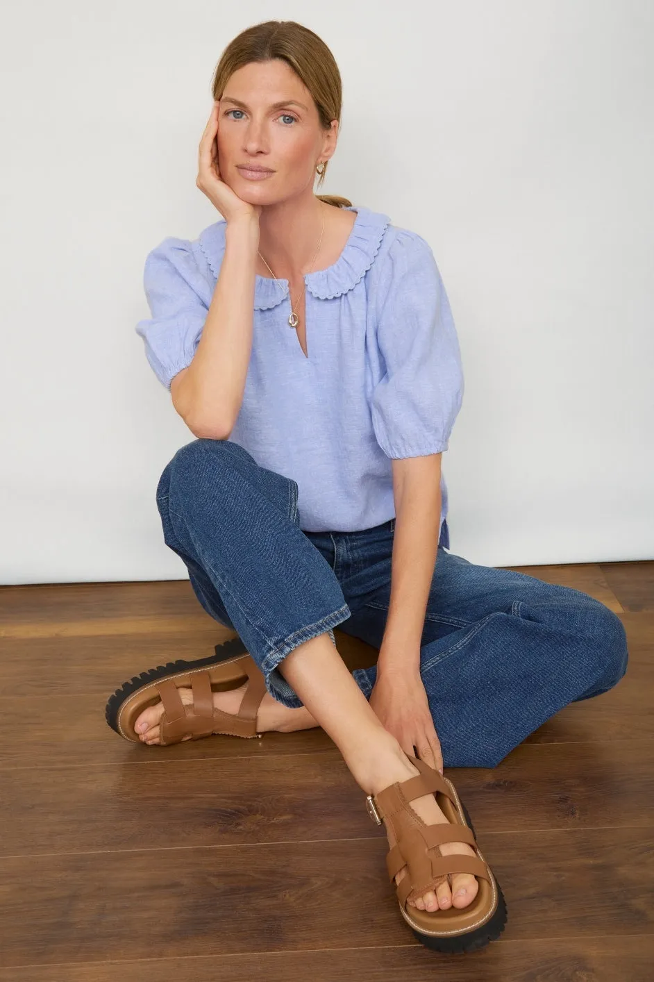 Evangeline Linen Top - Chambray