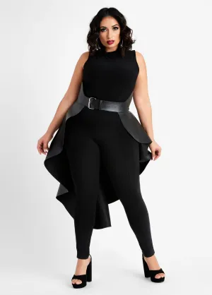 Faux Leather Asymmetric Skirt Belt