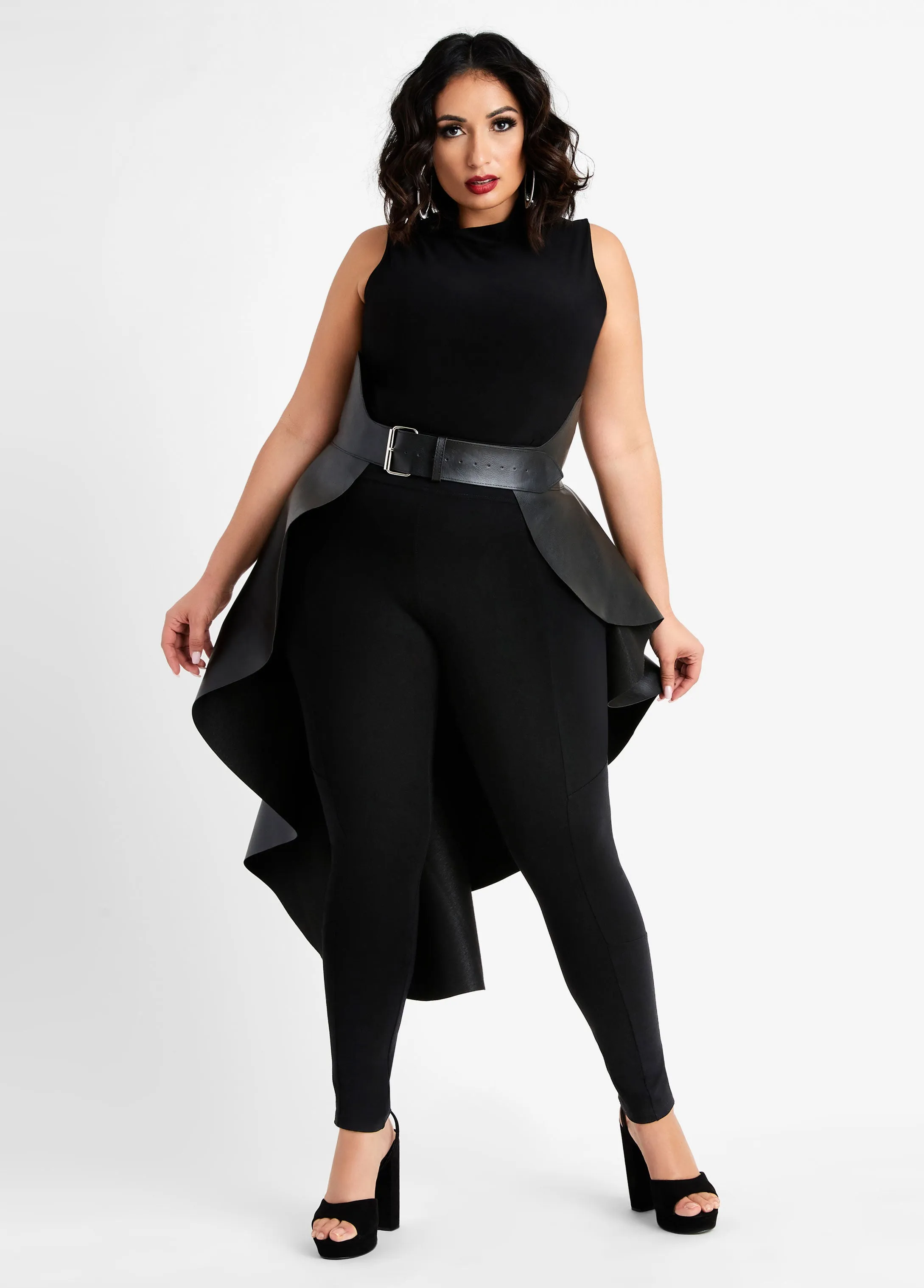 Faux Leather Asymmetric Skirt Belt