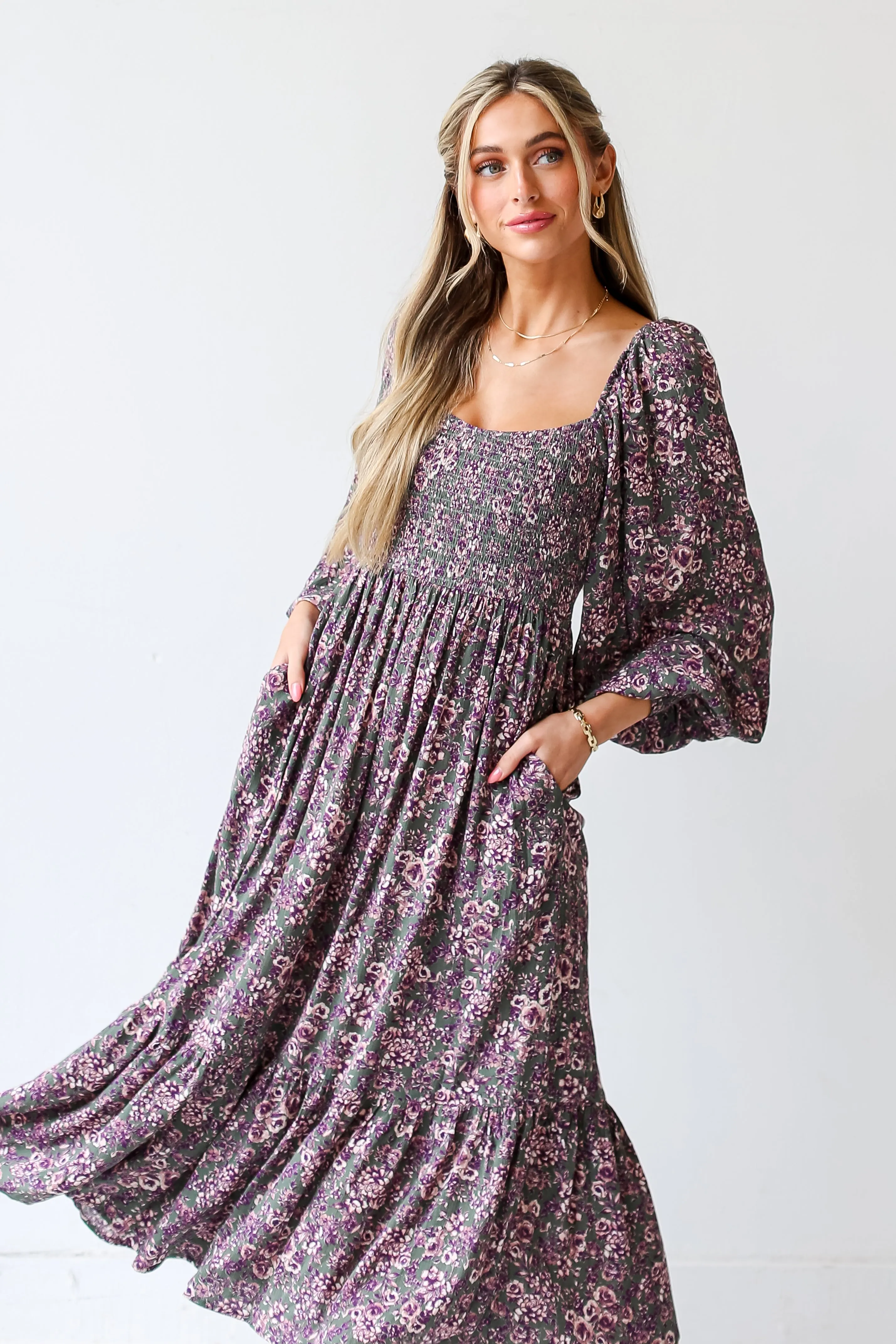 FINAL SALE - A Sight To See Floral Midi Dress