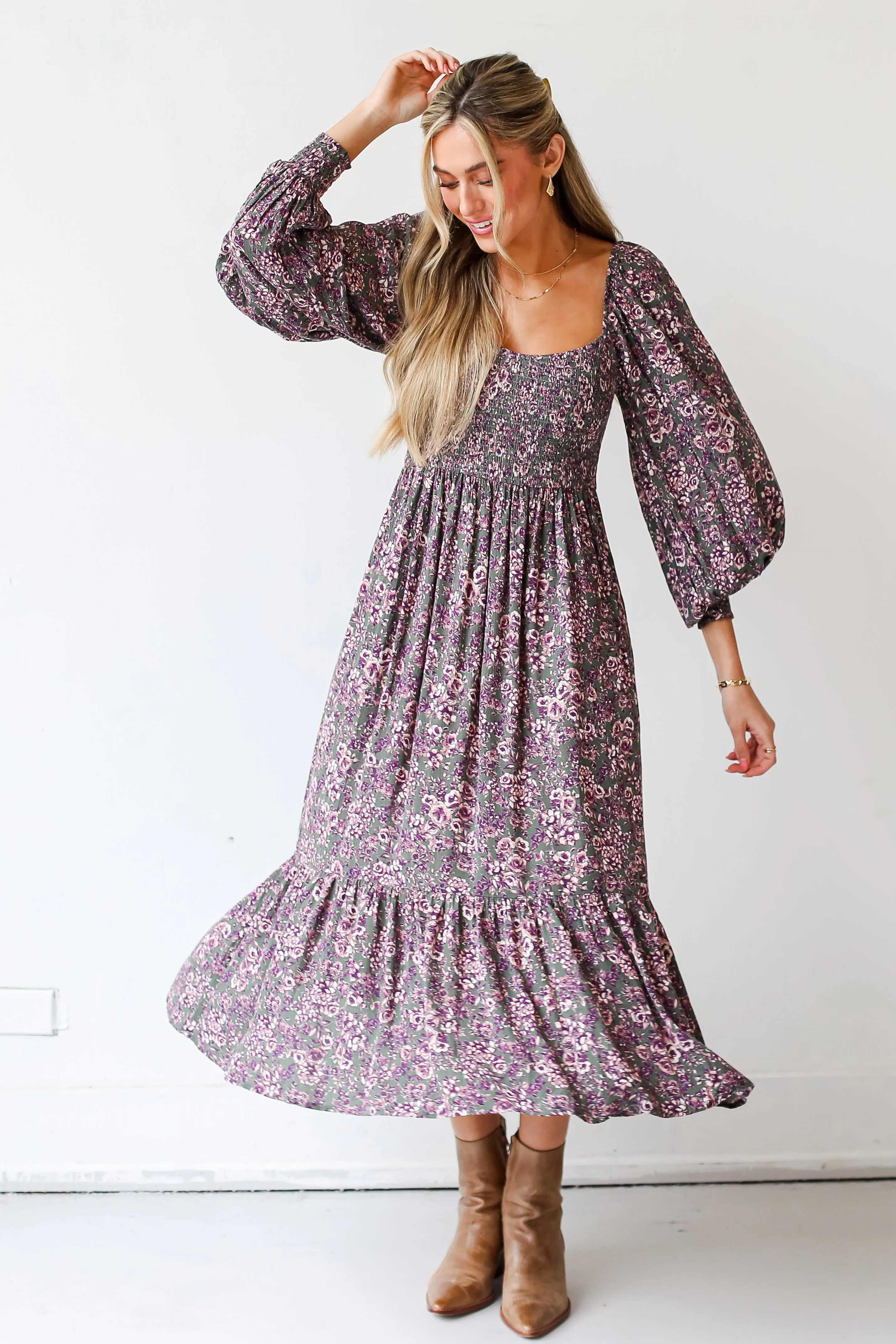 FINAL SALE - A Sight To See Floral Midi Dress