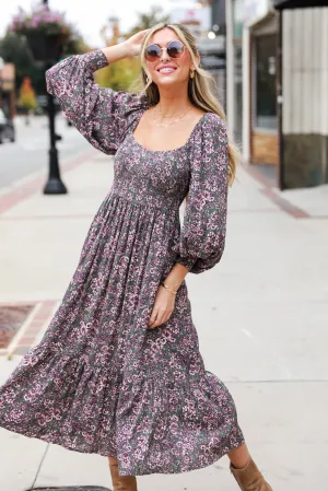 FINAL SALE - A Sight To See Floral Midi Dress