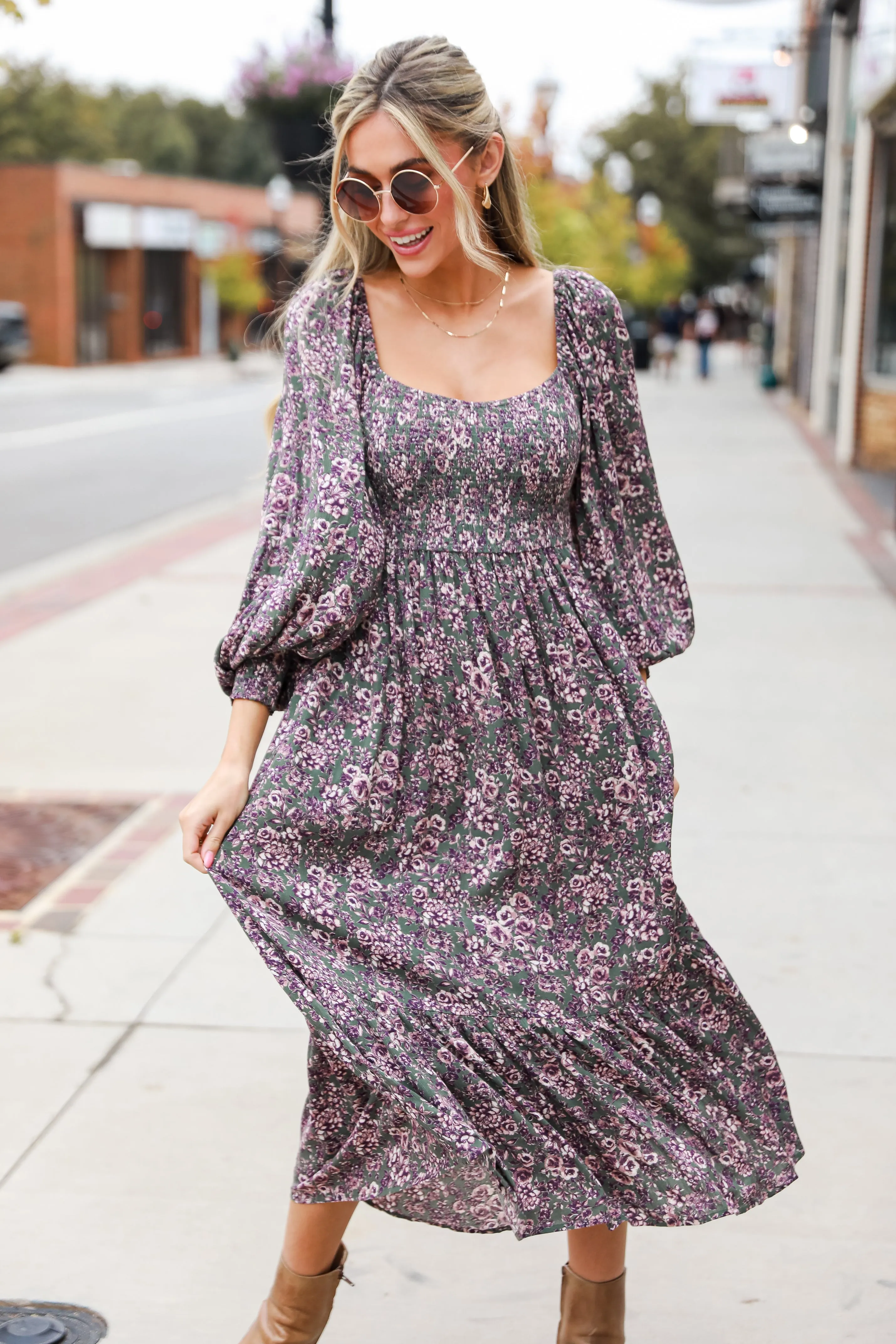 FINAL SALE - A Sight To See Floral Midi Dress