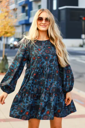 FINAL SALE - Adorable Status Teal Floral Mini Dress