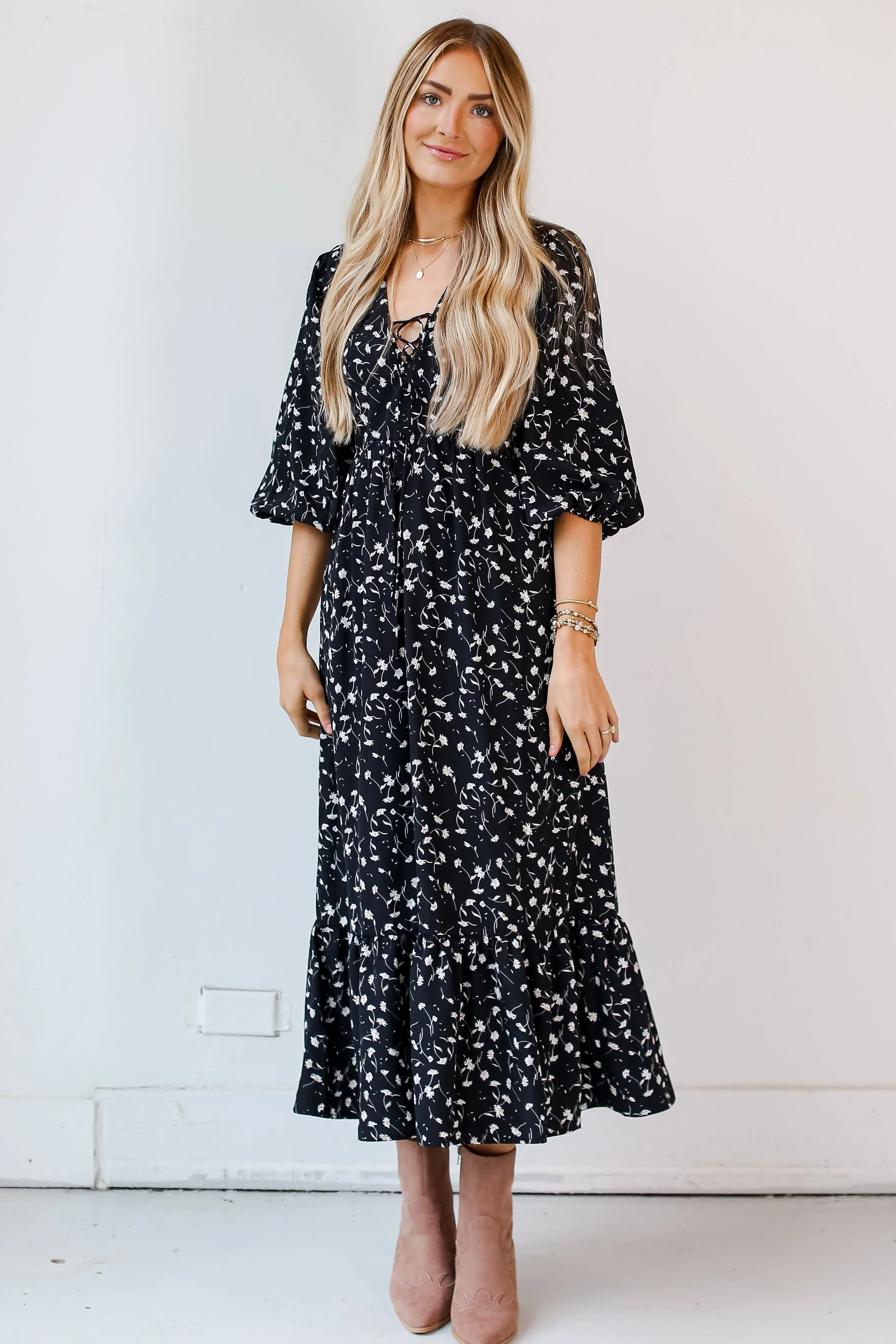 FINAL SALE - Beloved Elegance Black Floral Maxi Dress