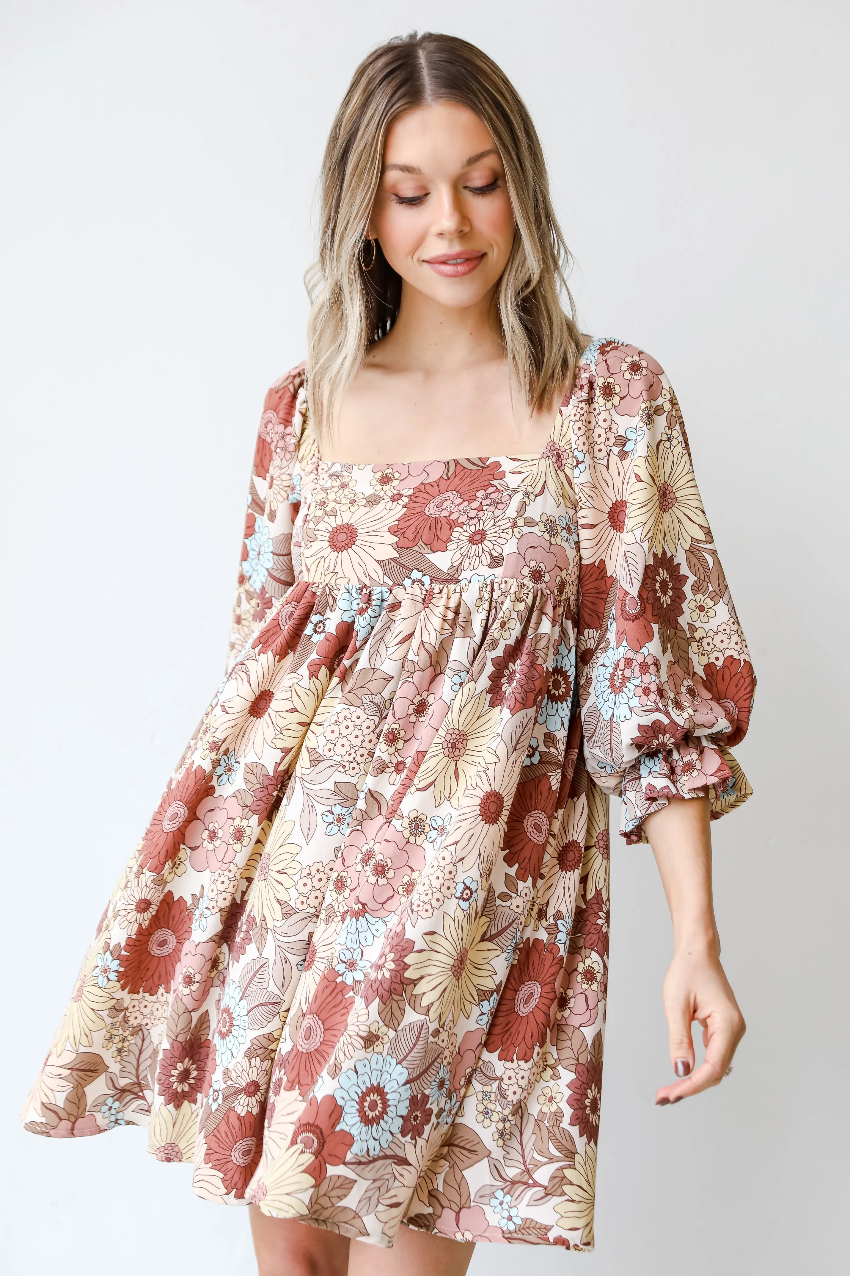 FINAL SALE - Breathtaking Beauty Floral Babydoll Mini Dress