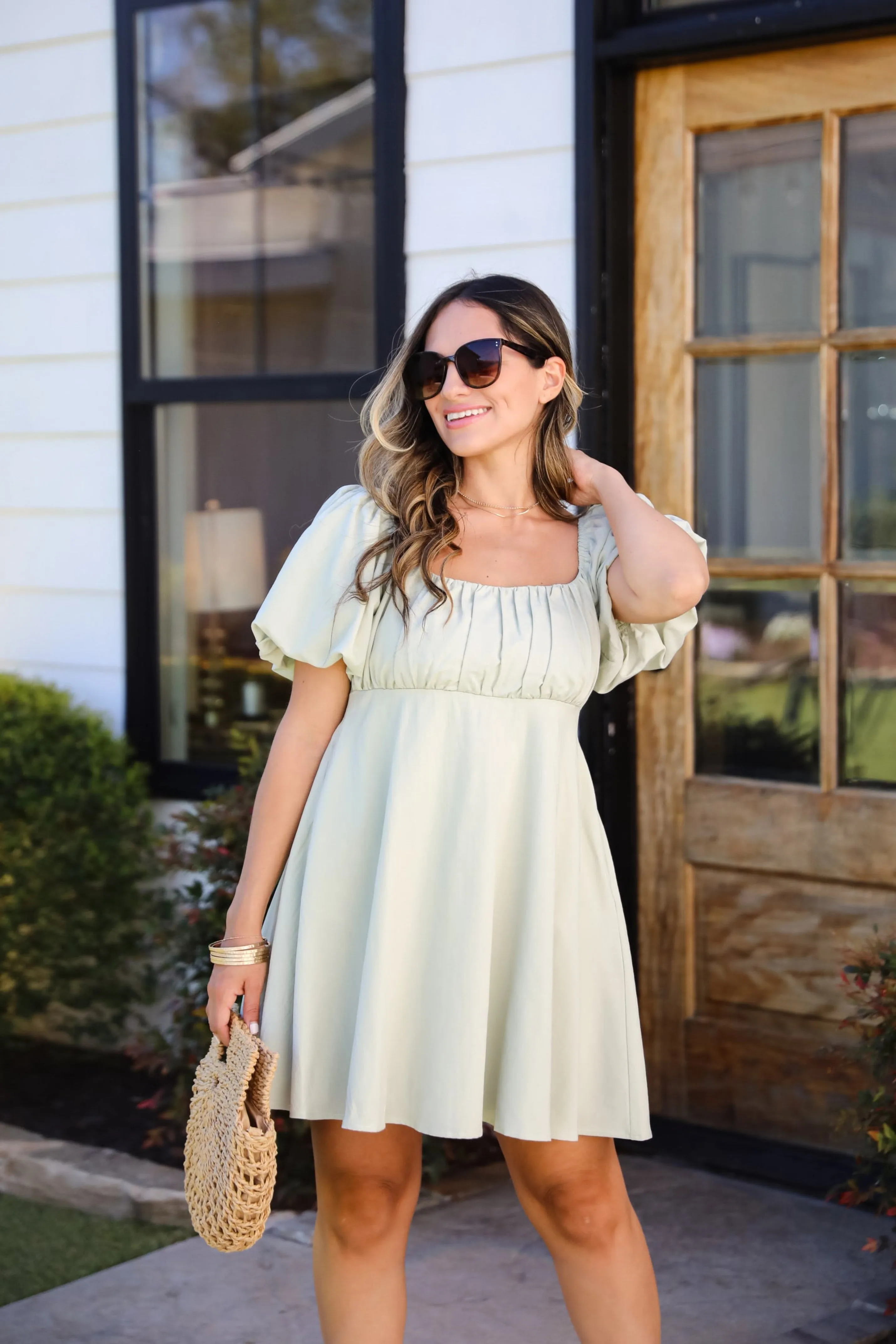 FINAL SALE - Bright Charm Sage Mini Dress