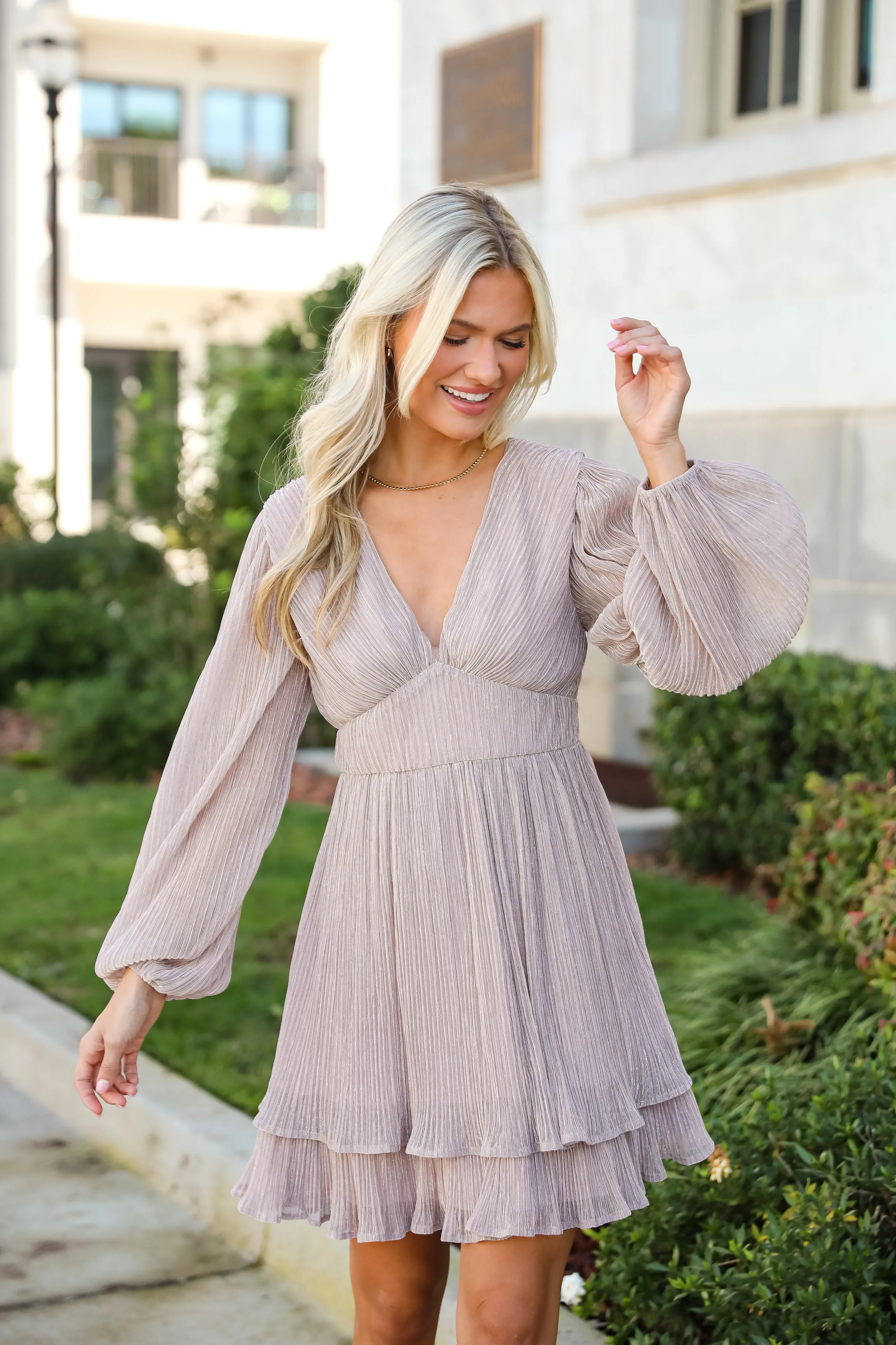 FINAL SALE - Celebrated Shine Lavender Metallic Mini Dress