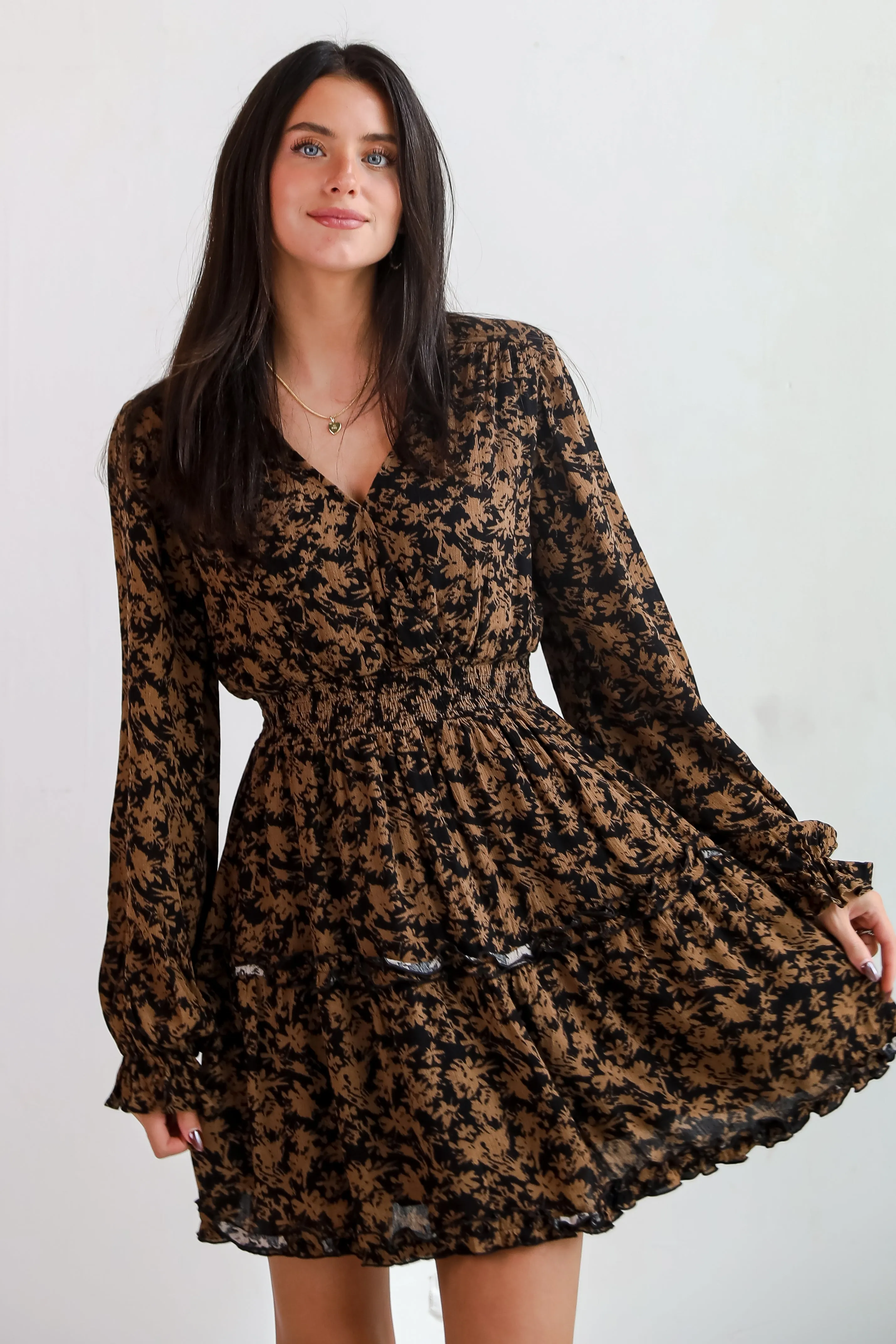 FINAL SALE - Contemporary Flirt Black Floral Mini Dress