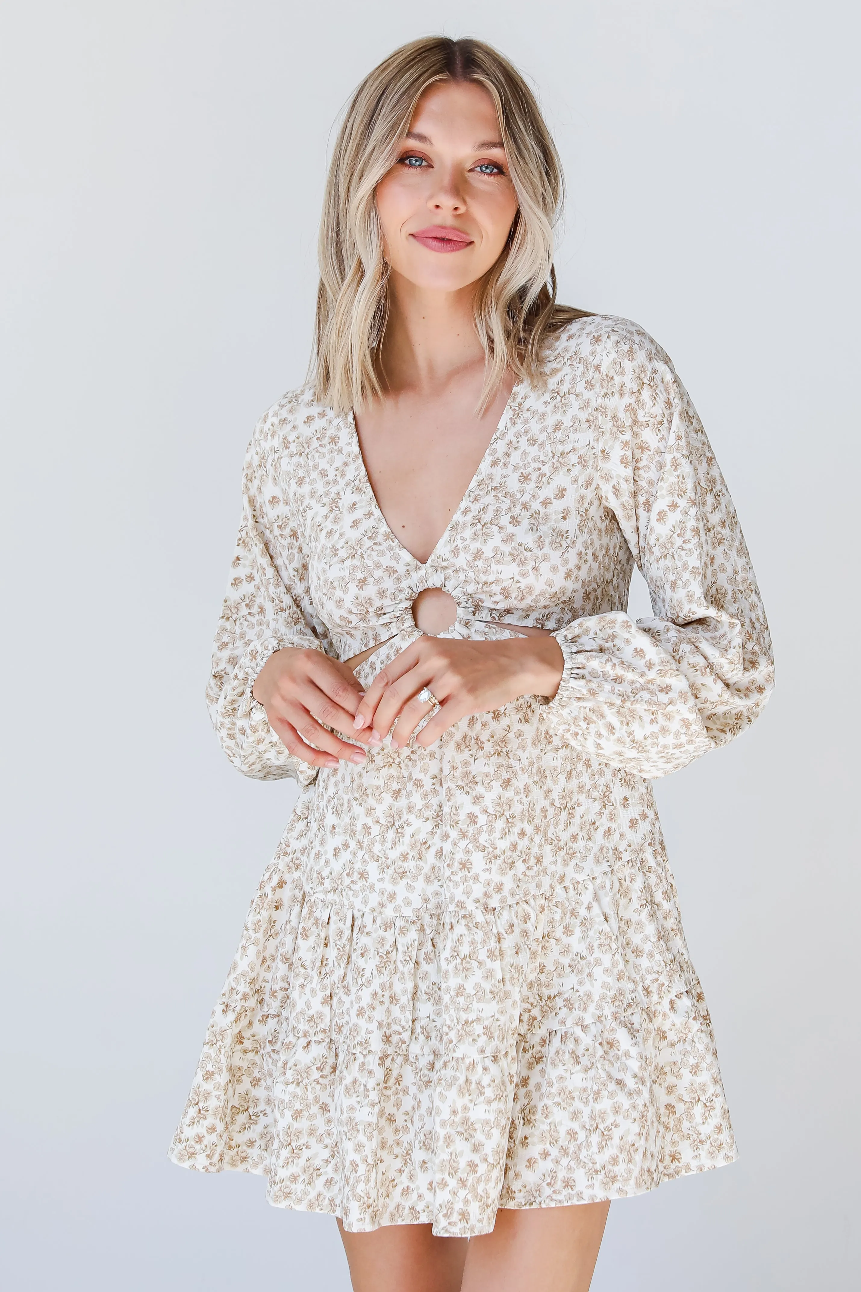 FINAL SALE - Countryside Chic Floral Cutout Mini Dress