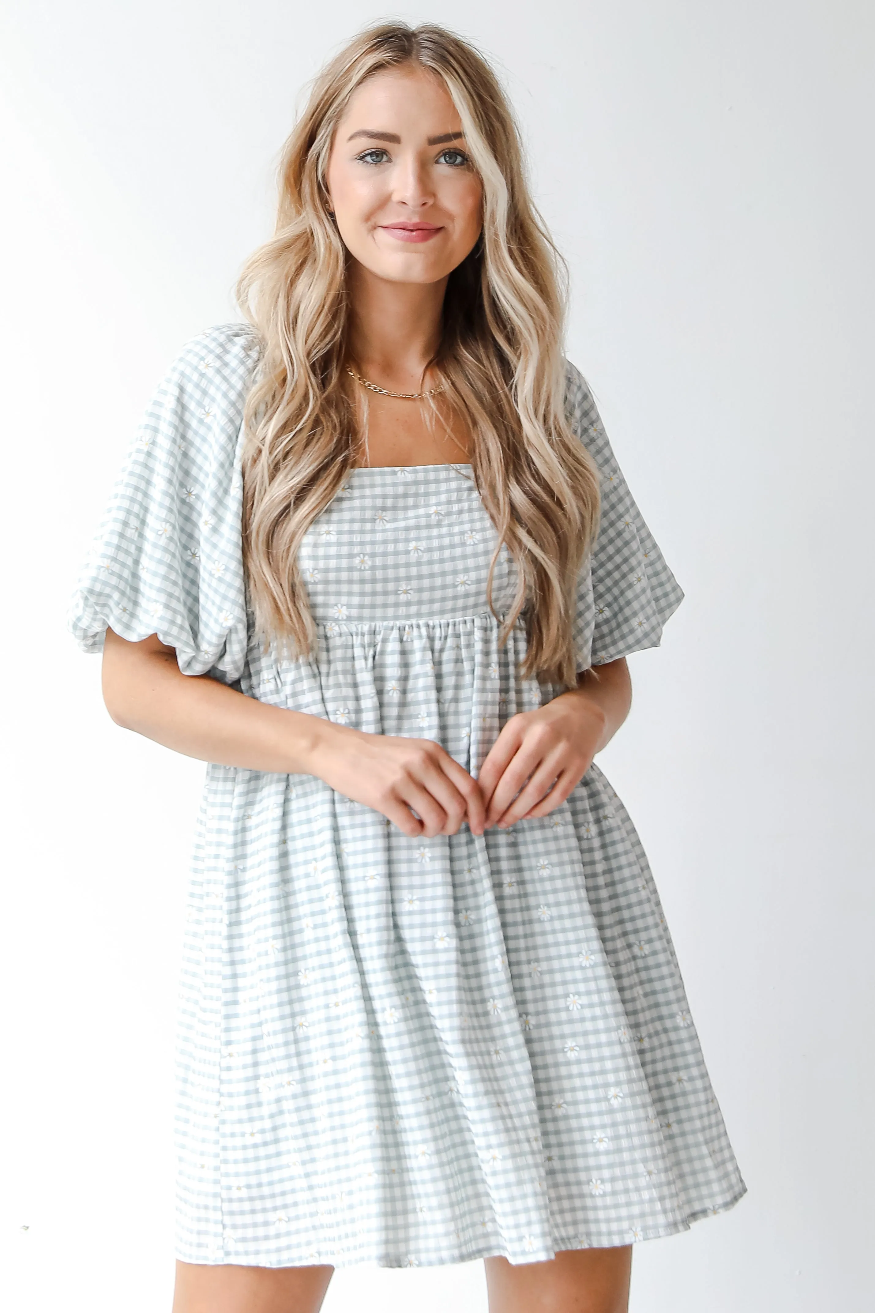 FINAL SALE - Dream Big Daisy Gingham Mini Dress