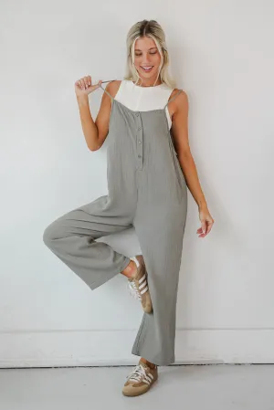 FINAL SALE - Enticing Darling Sage Linen Jumpsuit