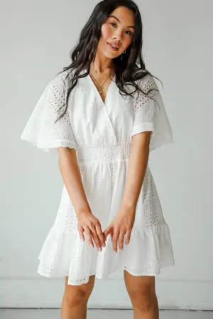 FINAL SALE - Extraordinary Presence White Eyelet Mini Dress