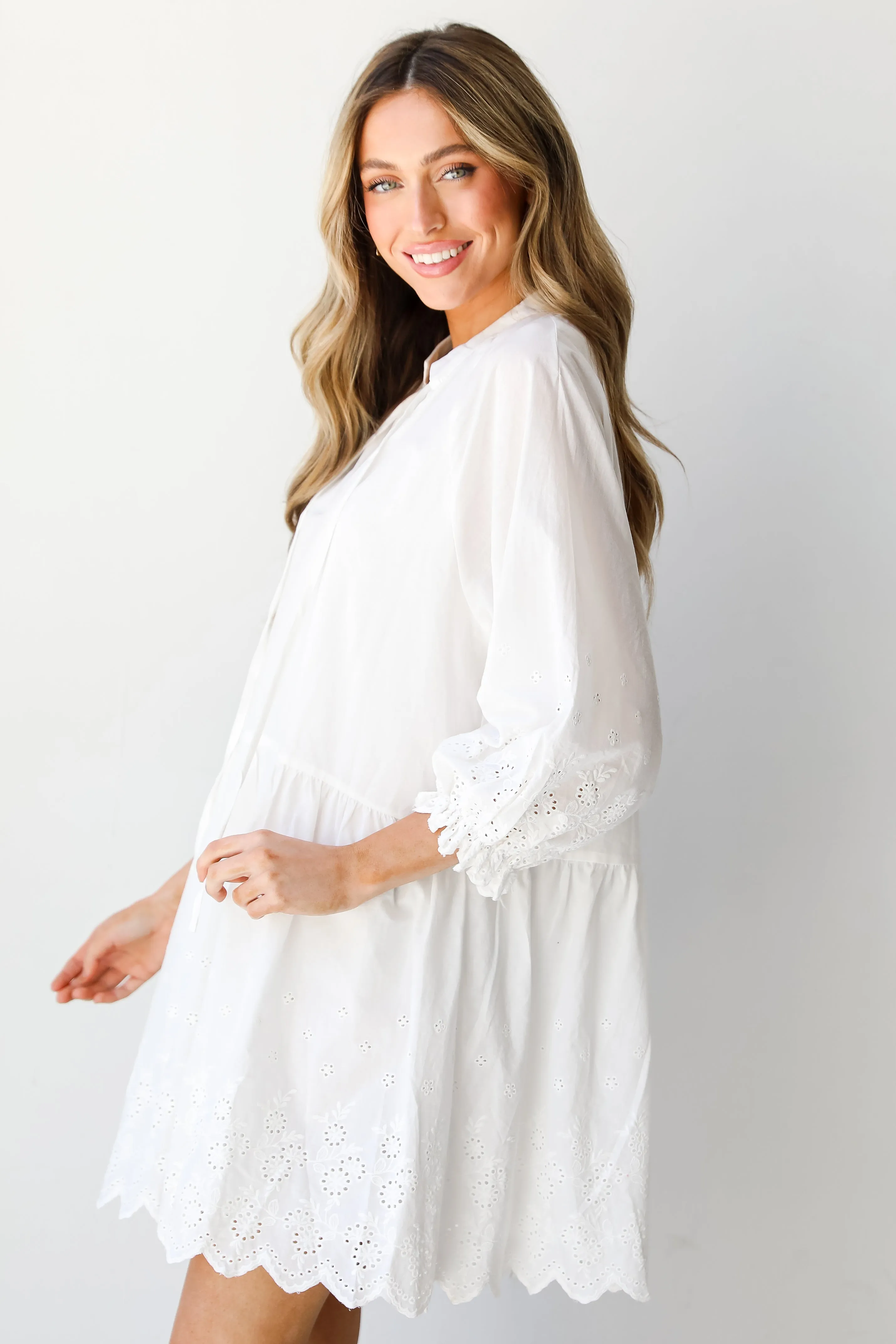 FINAL SALE - Feeling Romantic Tiered Eyelet Mini Dress