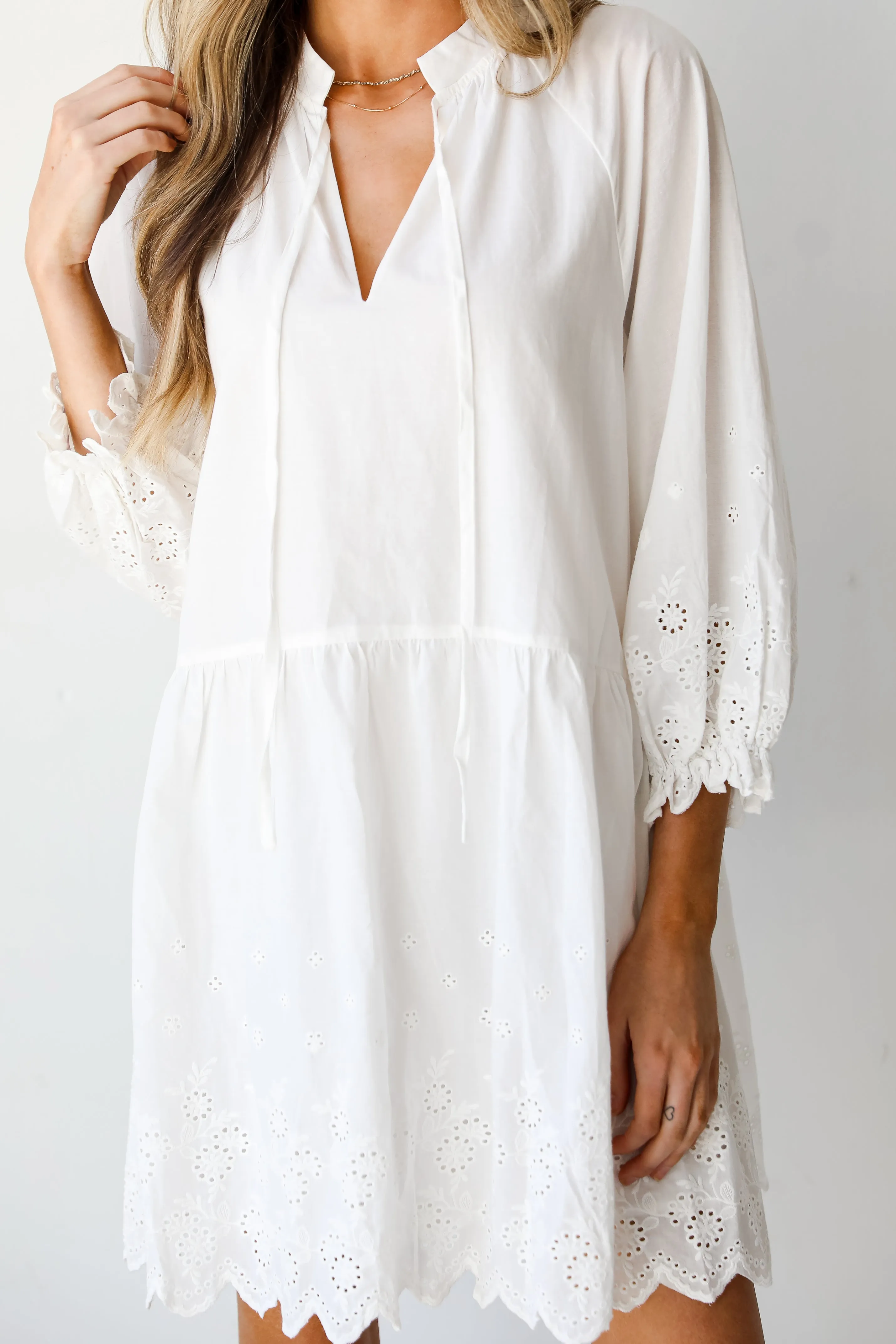 FINAL SALE - Feeling Romantic Tiered Eyelet Mini Dress