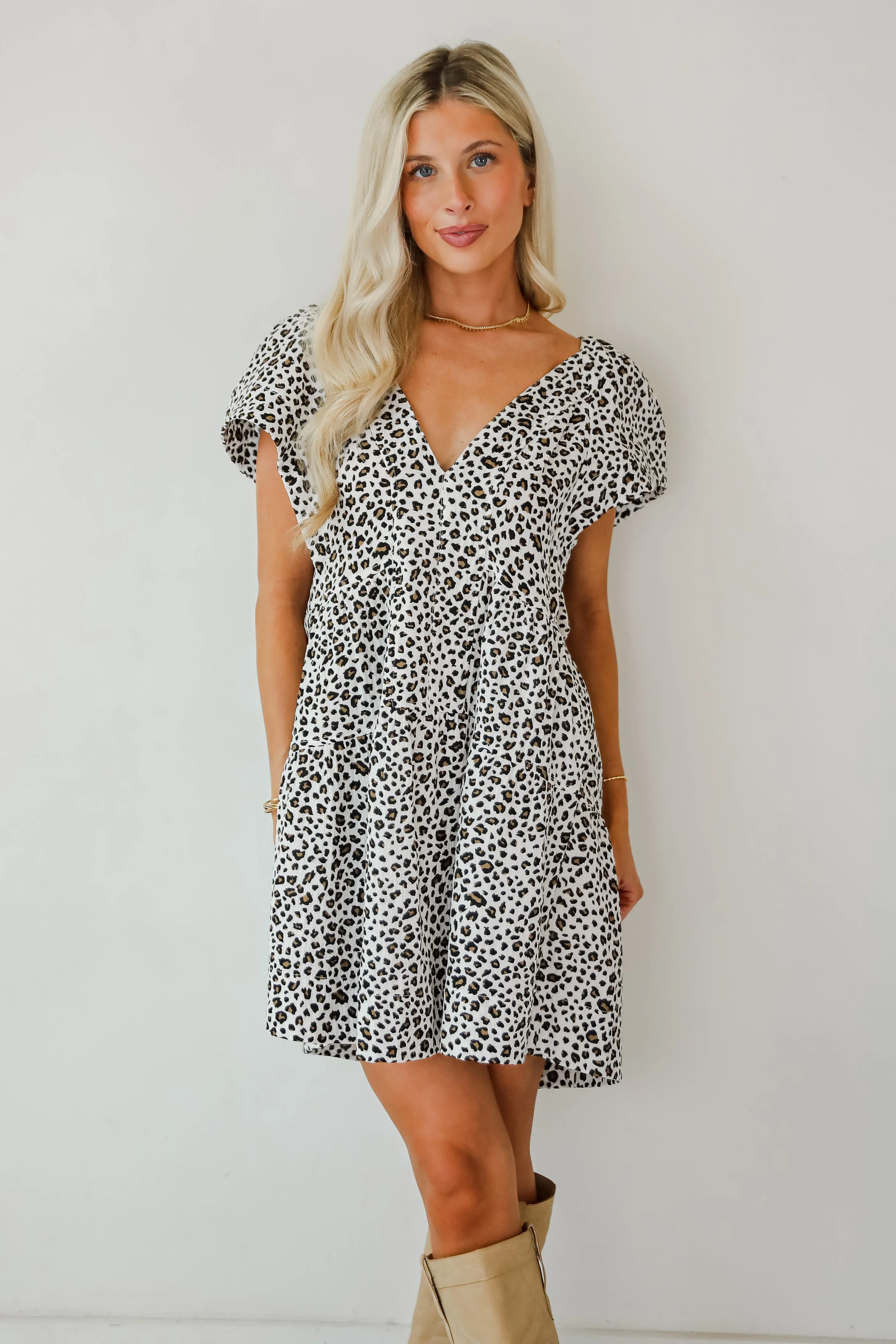 FINAL SALE - Fierce Look Leopard Tiered Mini Dress