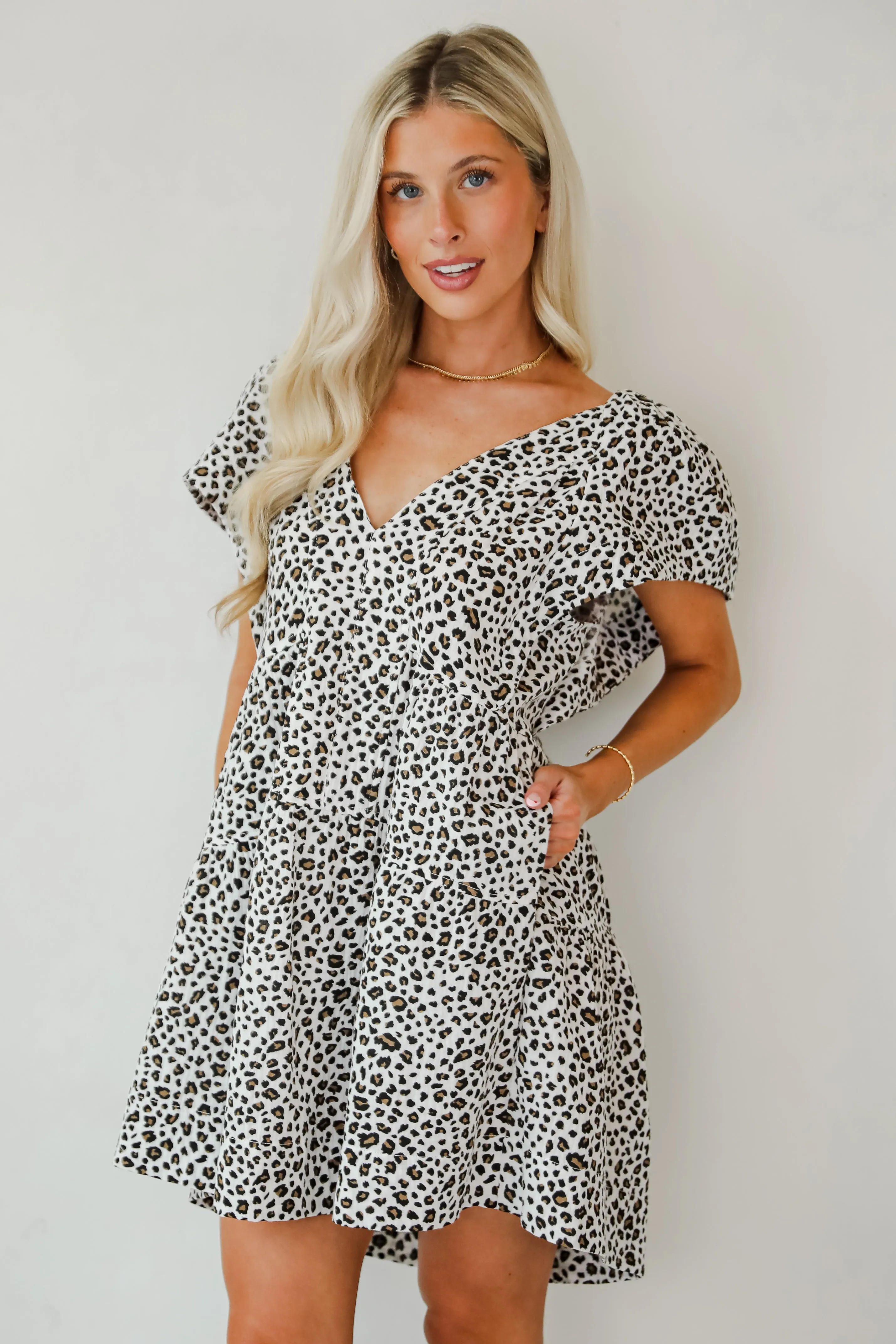 FINAL SALE - Fierce Look Leopard Tiered Mini Dress