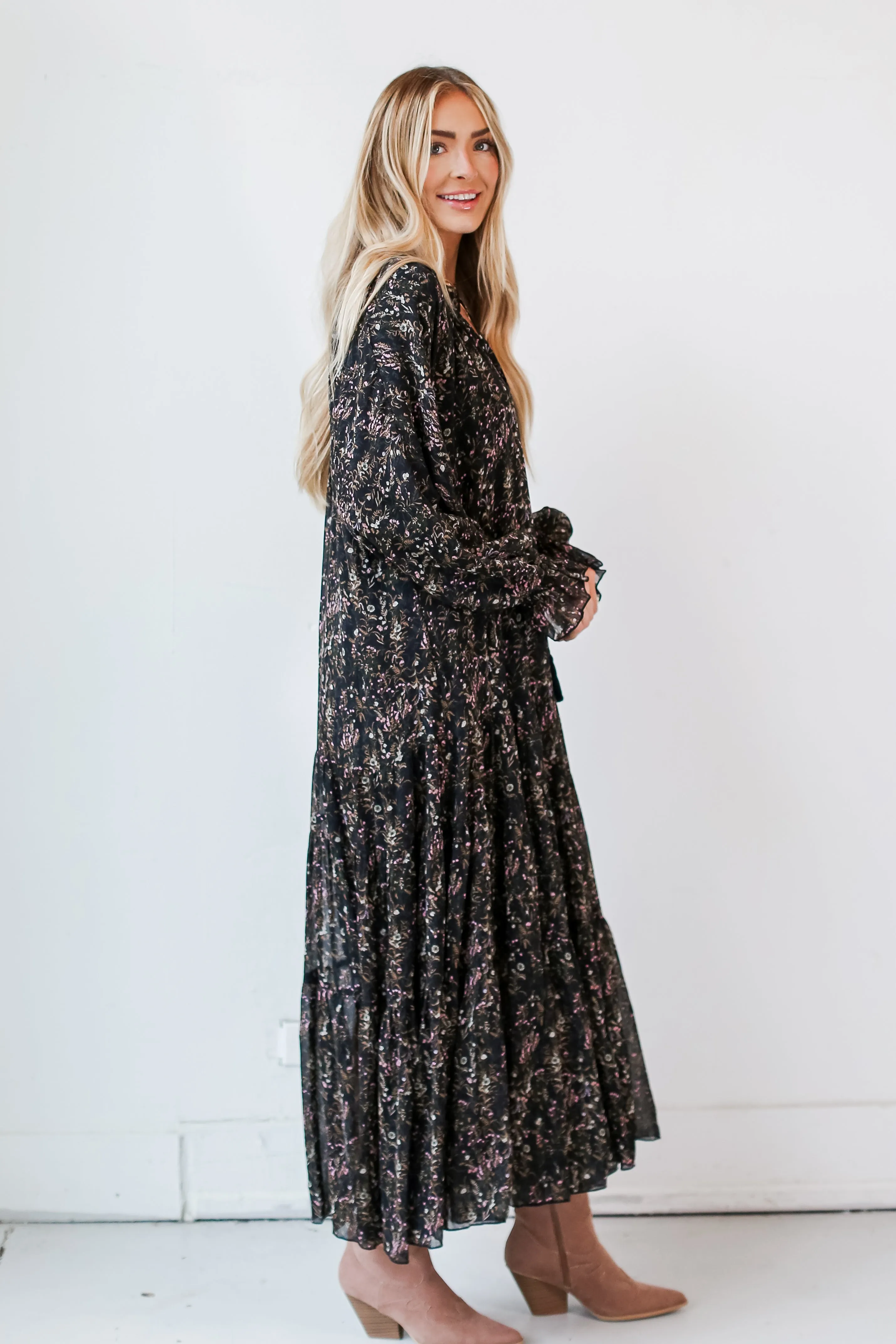 FINAL SALE - Flair For Love Black Floral Maxi Dress