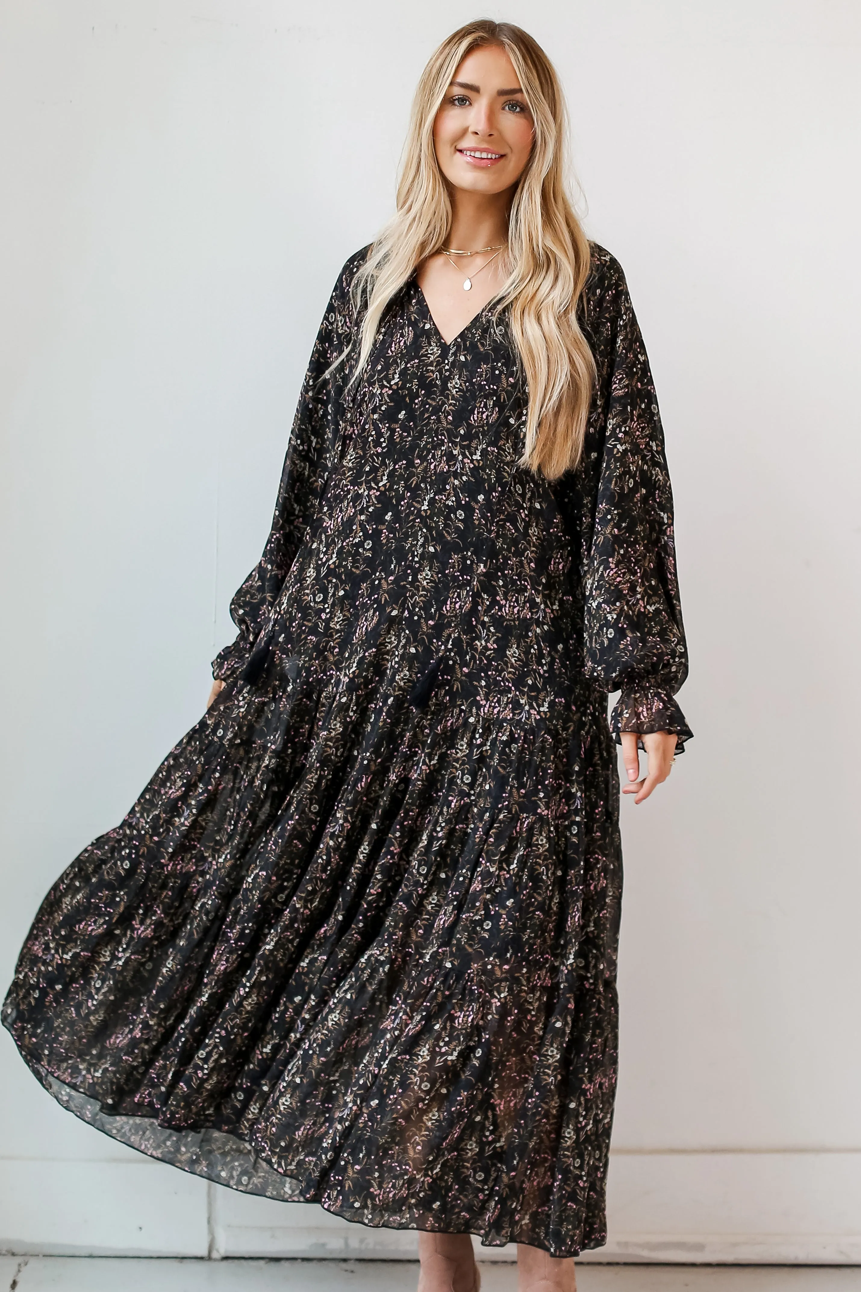 FINAL SALE - Flair For Love Black Floral Maxi Dress