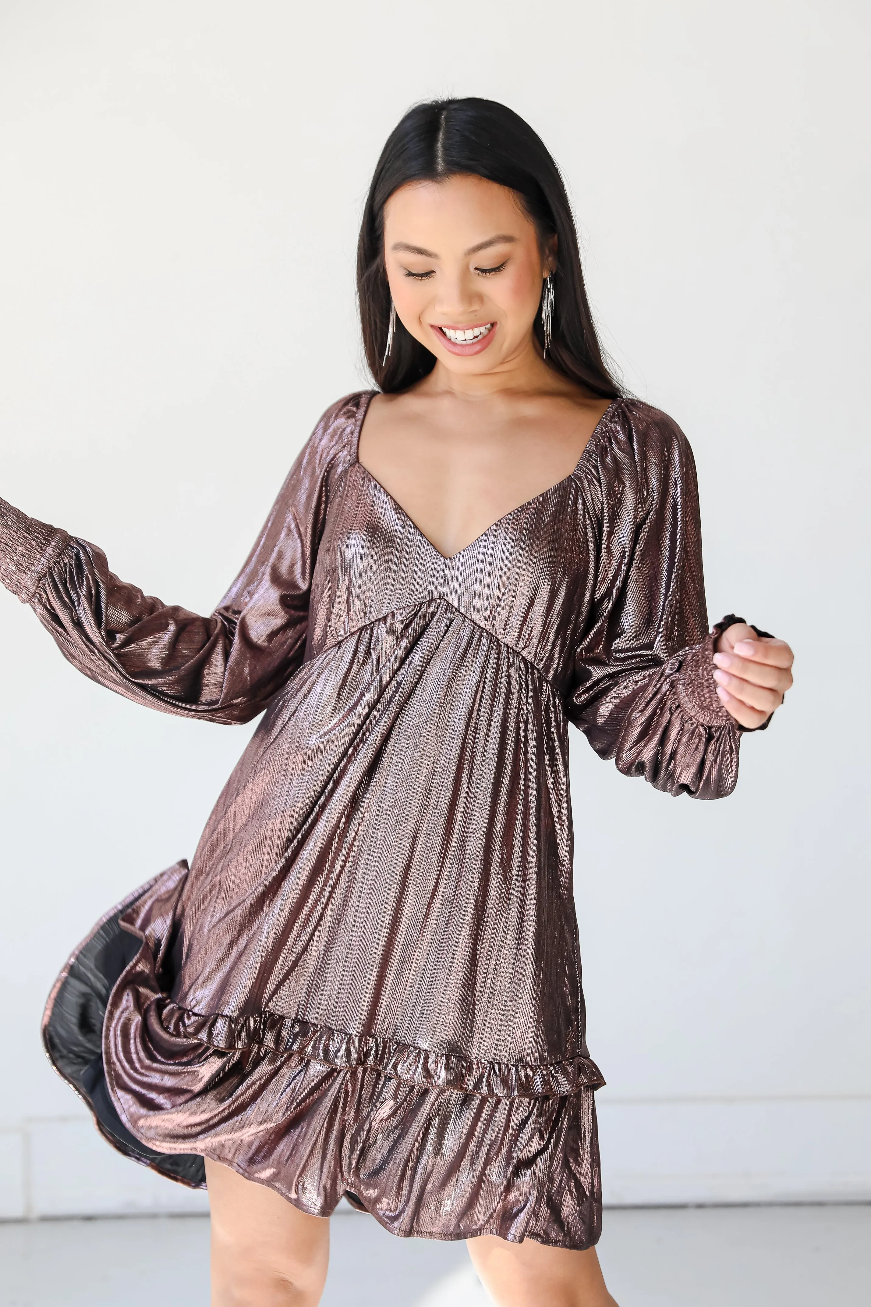 FINAL SALE - Giving Glamour Metallic Mini Dress