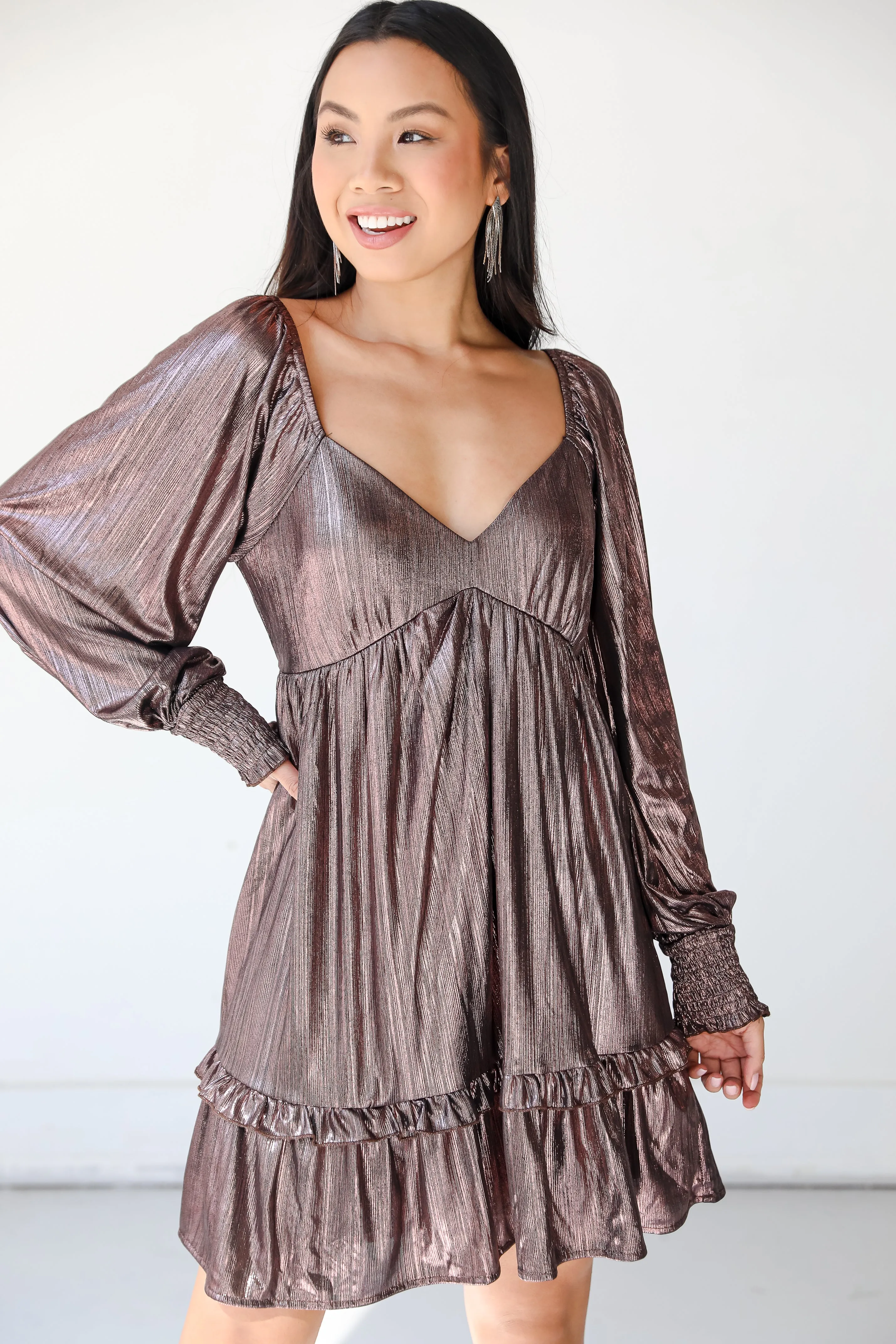 FINAL SALE - Giving Glamour Metallic Mini Dress