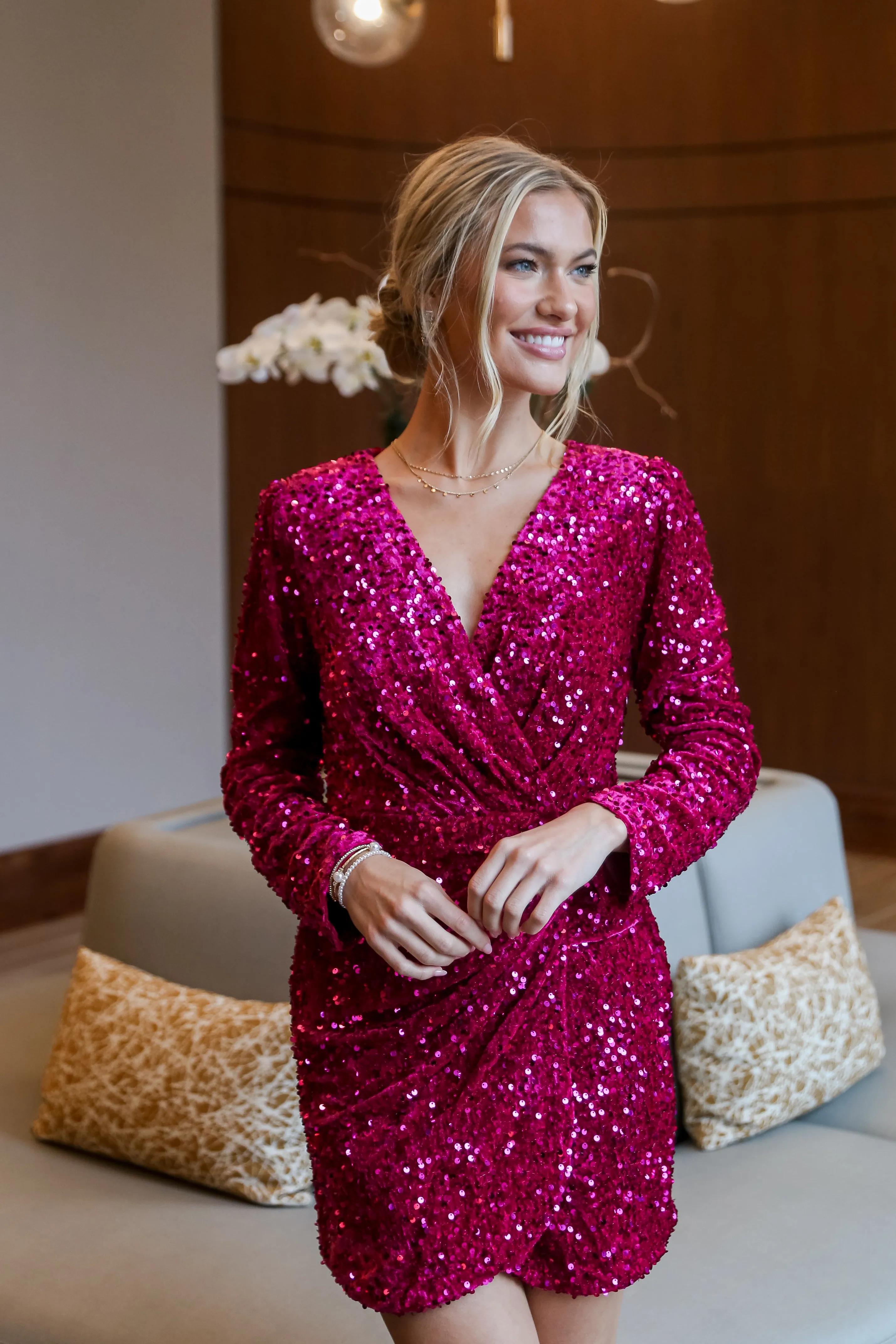 FINAL SALE - Light Up The Night Velvet Sequin Mini Dress