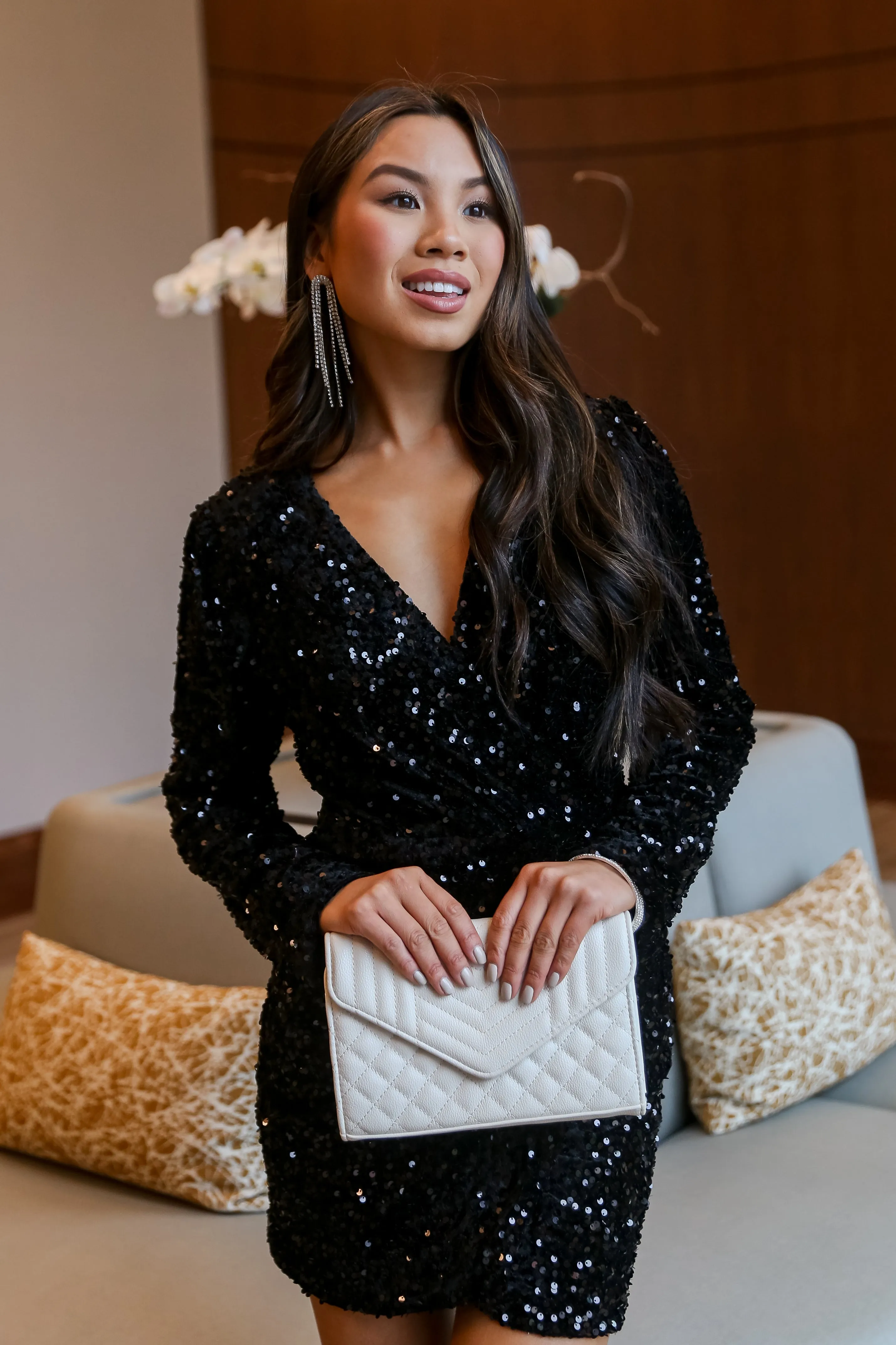 FINAL SALE - Light Up The Night Velvet Sequin Mini Dress
