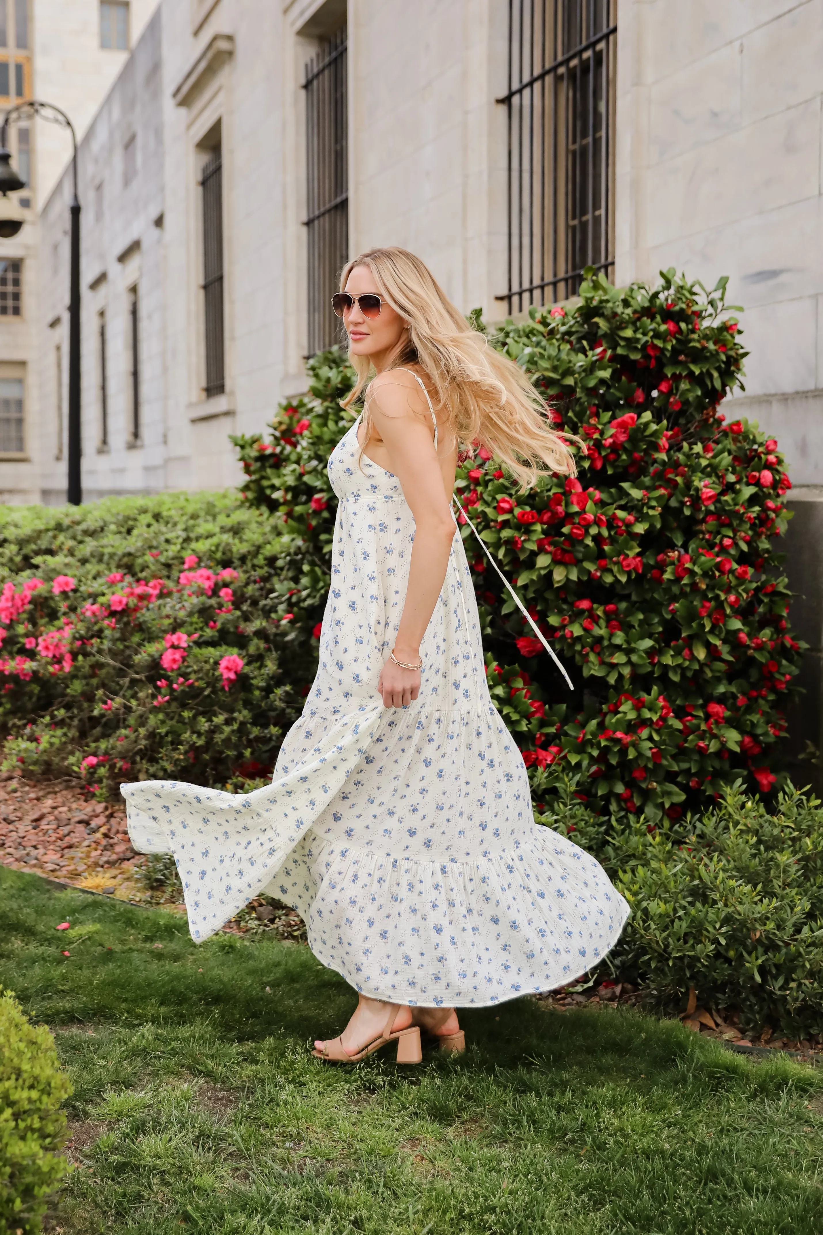FINAL SALE - Love You More Cream Floral Linen Maxi Dress