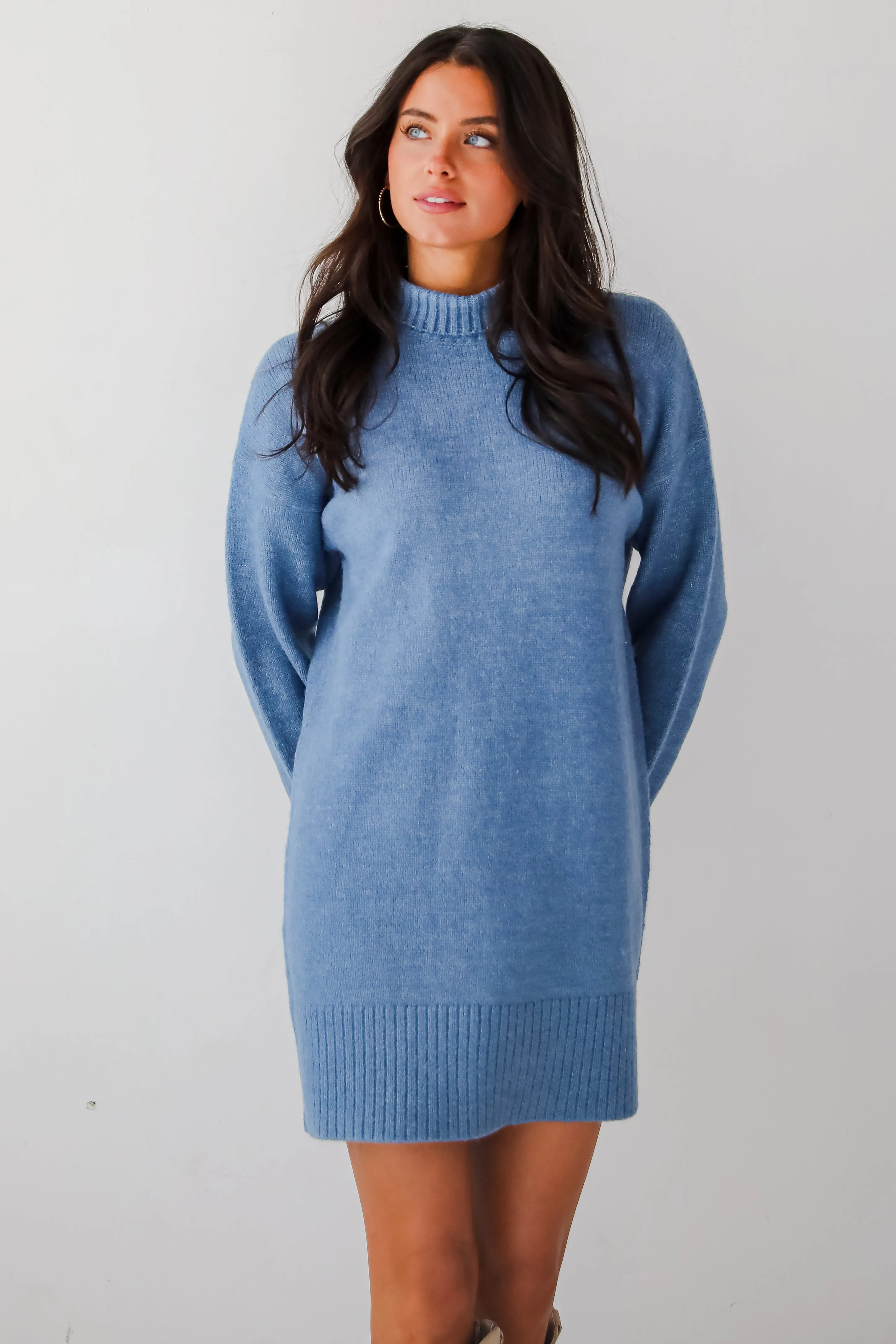FINAL SALE - Seasonally Stylish Mock Neck Mini Sweater Dress