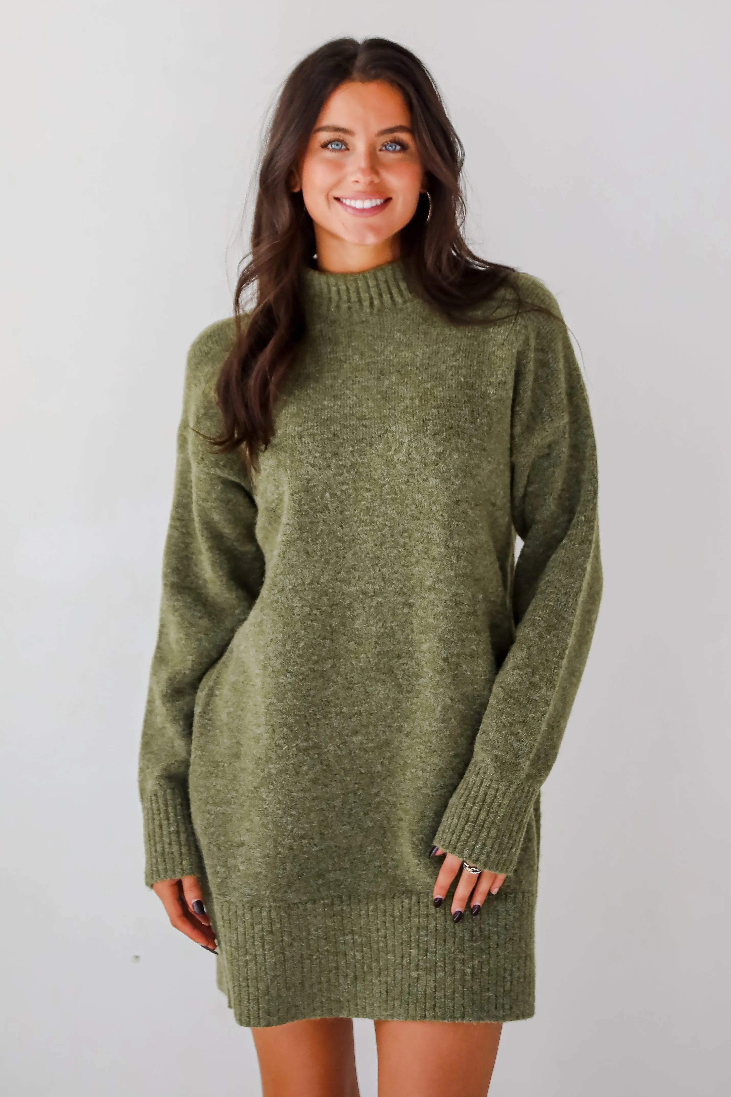 FINAL SALE - Seasonally Stylish Mock Neck Mini Sweater Dress