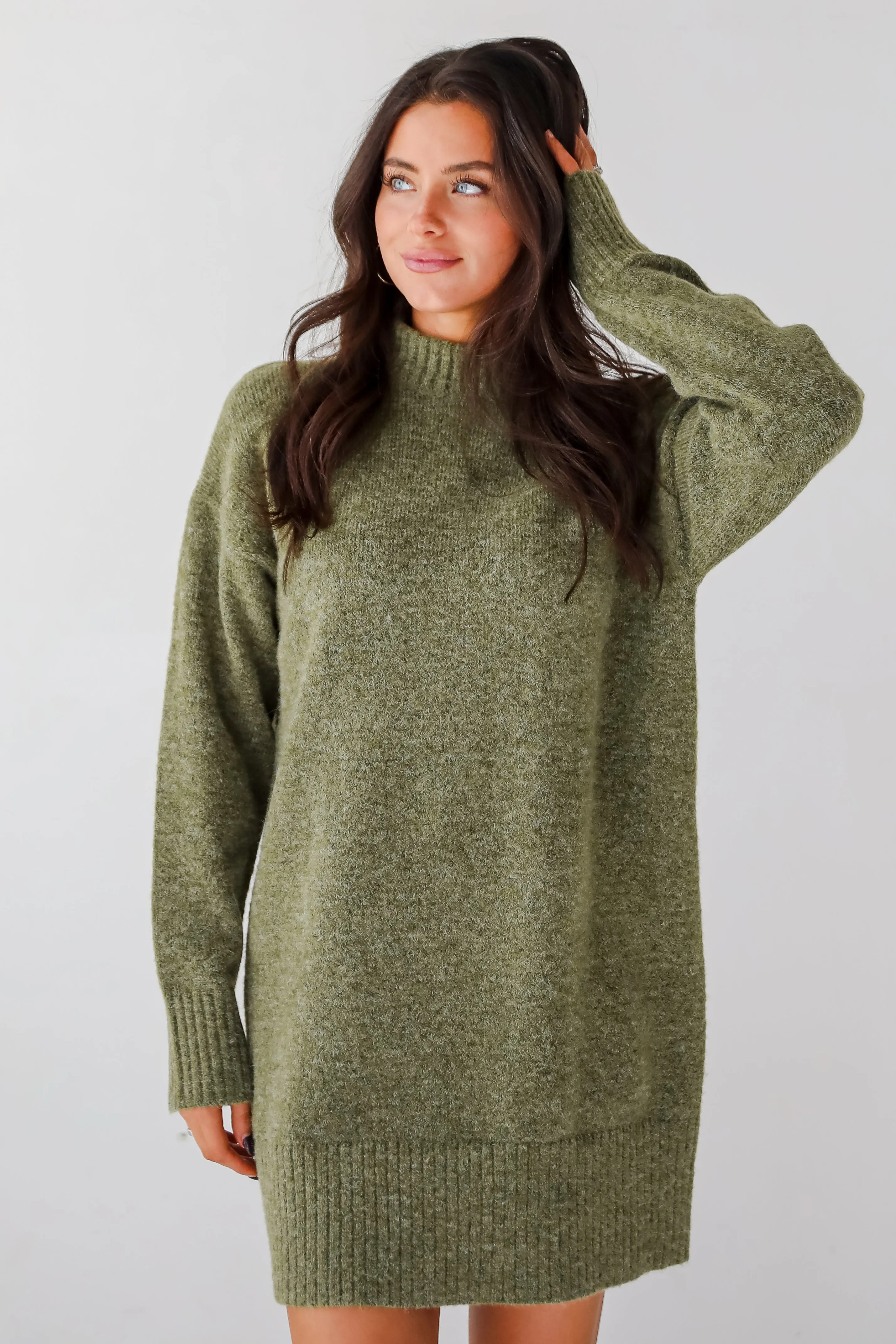FINAL SALE - Seasonally Stylish Mock Neck Mini Sweater Dress