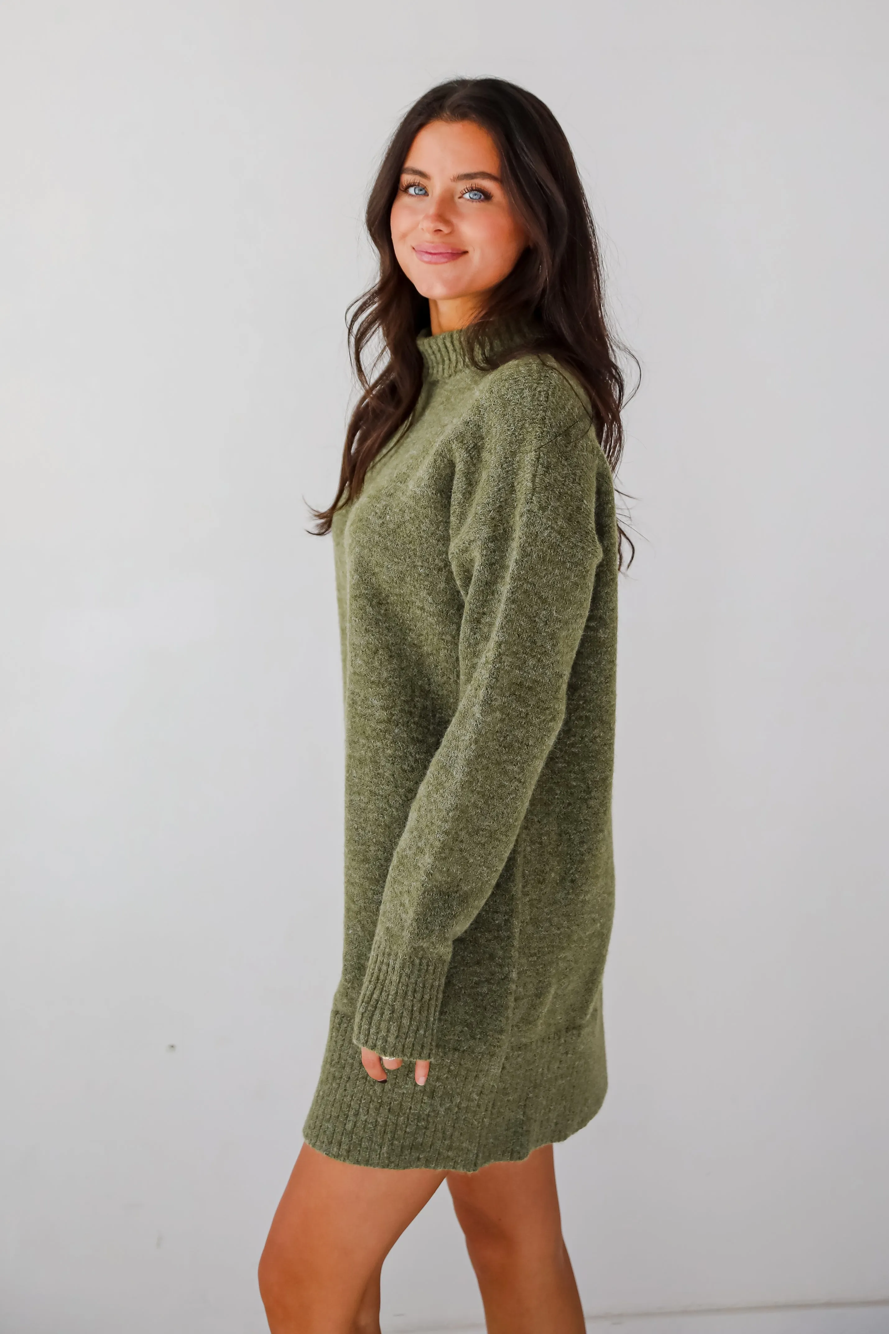FINAL SALE - Seasonally Stylish Mock Neck Mini Sweater Dress