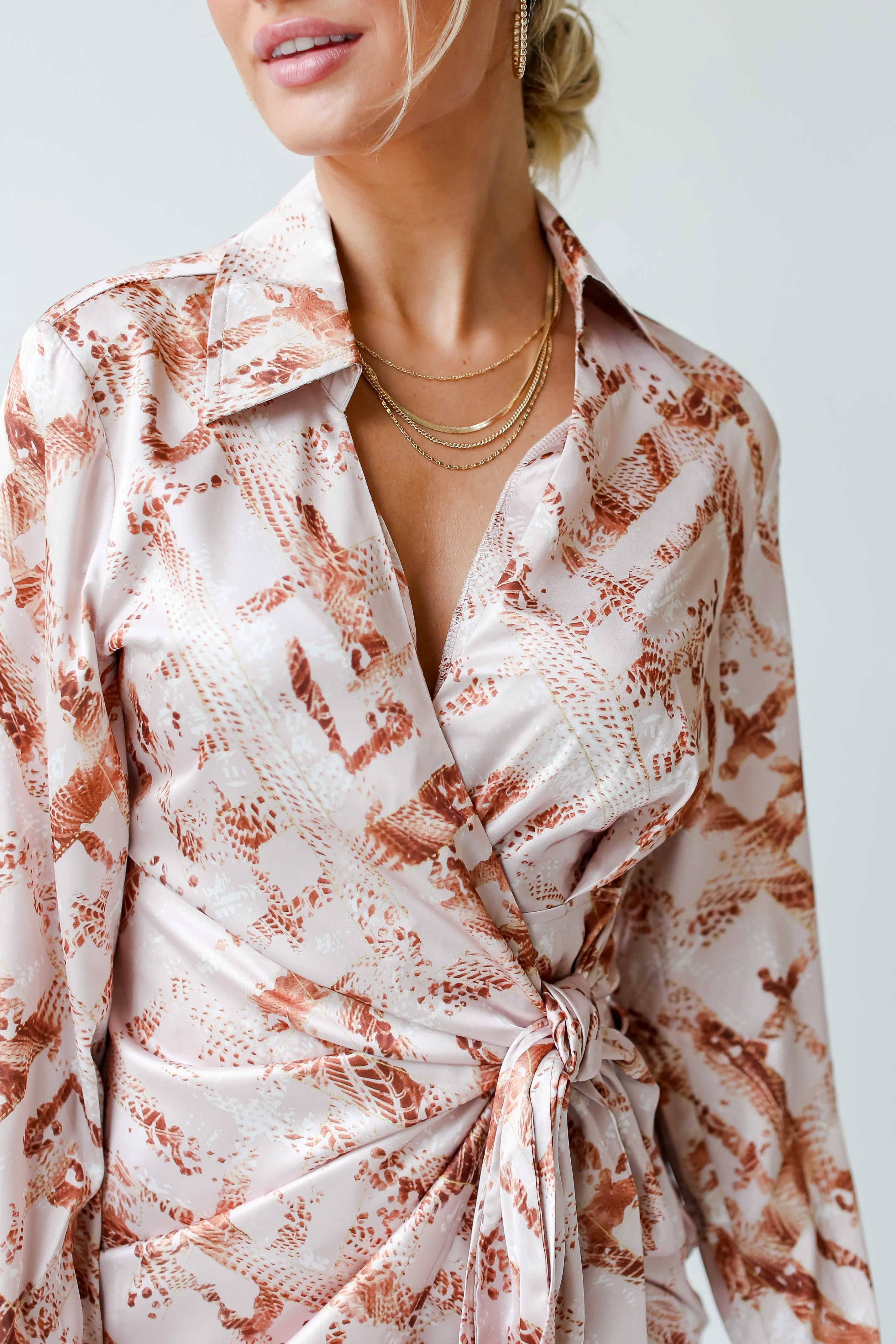 FINAL SALE - Sophisticated Mood Satin Wrap Mini Dress