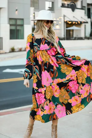 FINAL SALE - State Of Chic Black Floral Maxi Dress