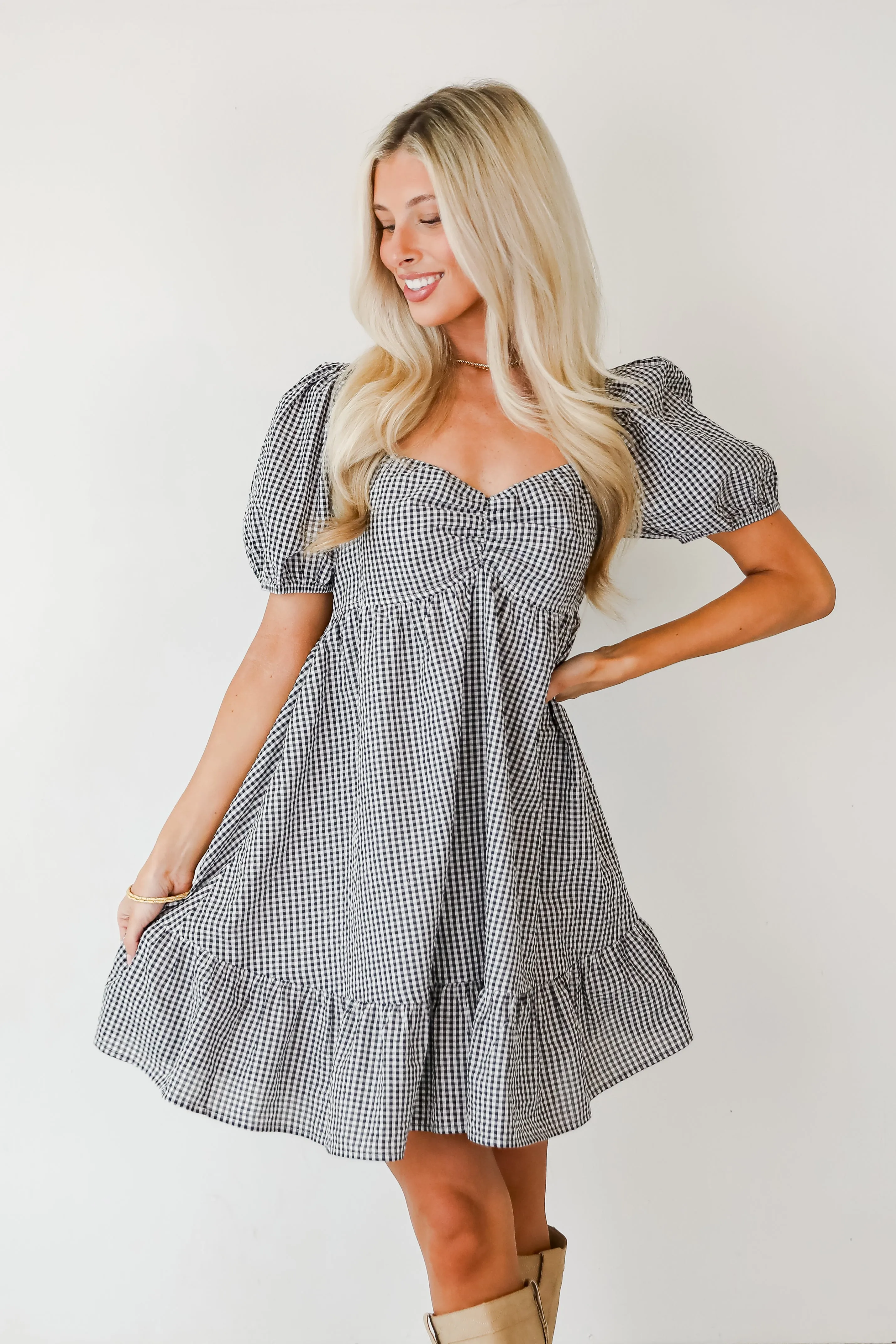 FINAL SALE - Truly The Cutest Black Gingham Mini Dress