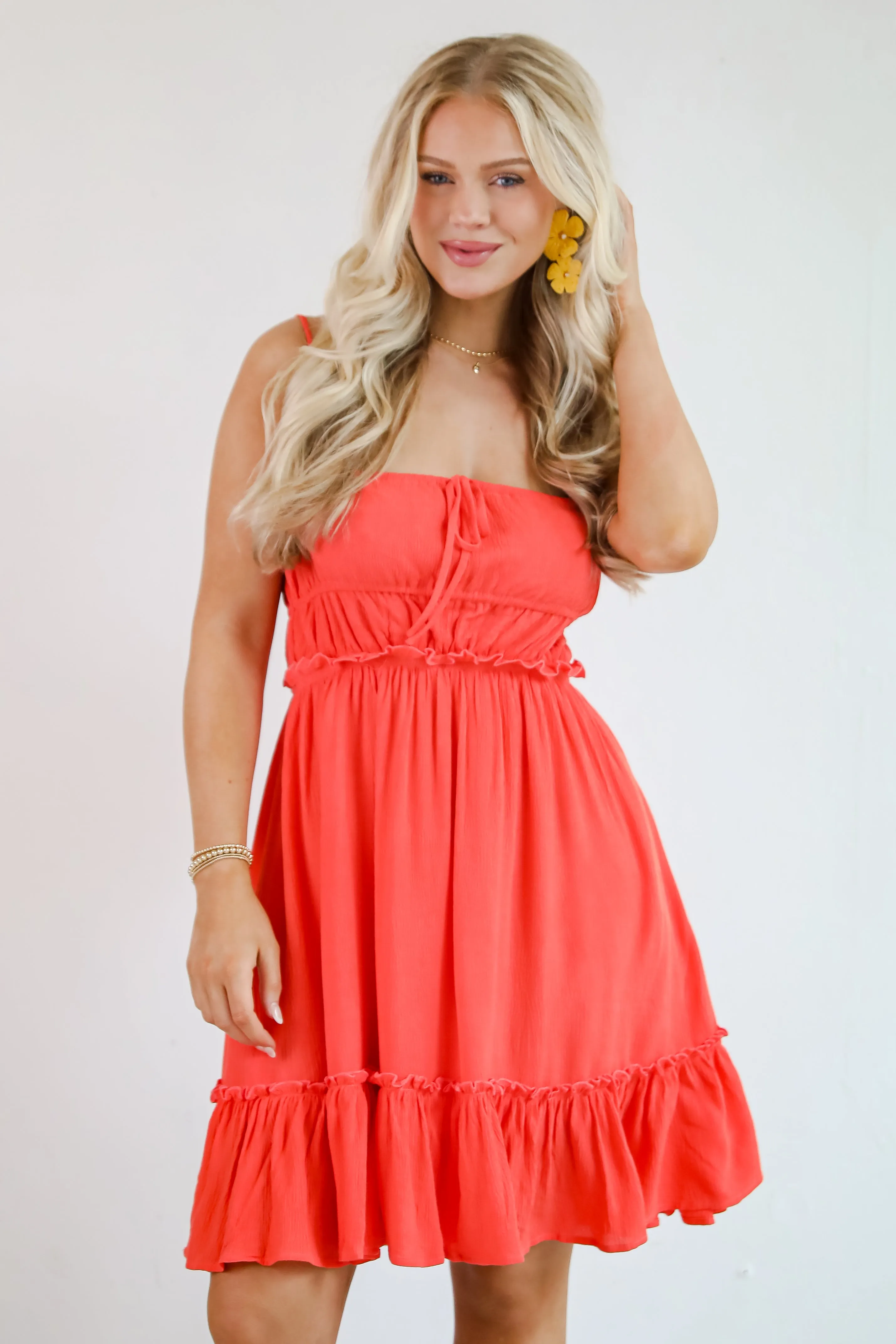 FINAL SALE - Watch The Sunset Coral Mini Dress