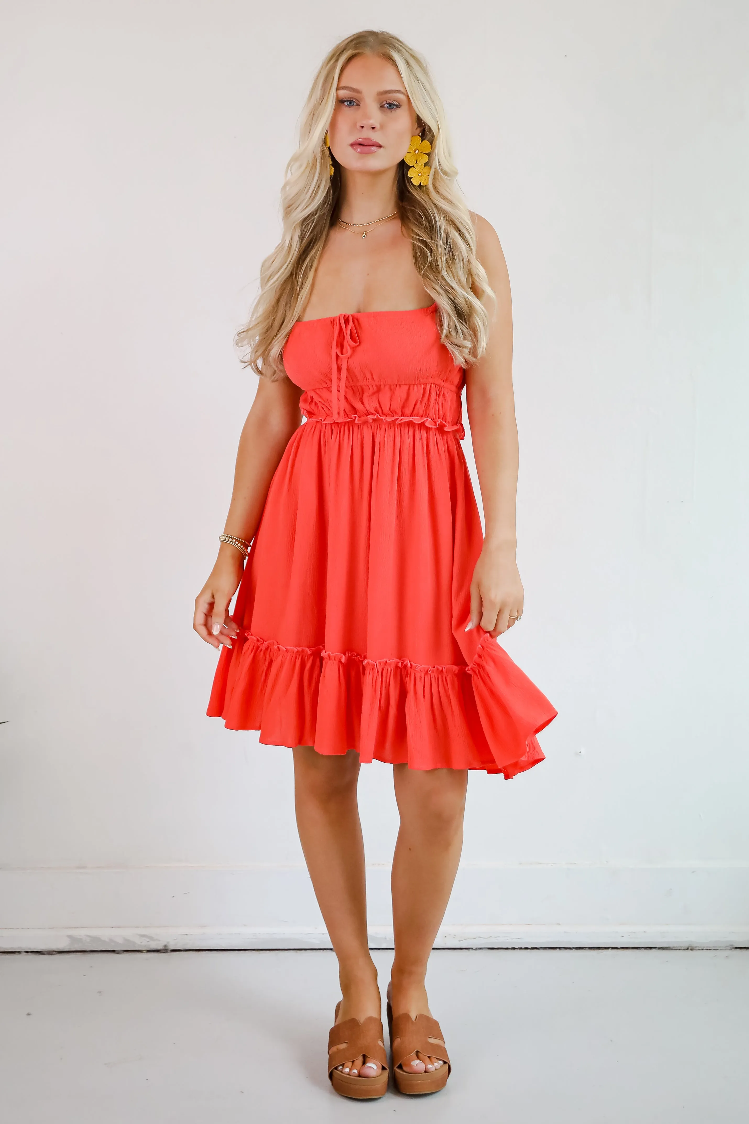FINAL SALE - Watch The Sunset Coral Mini Dress