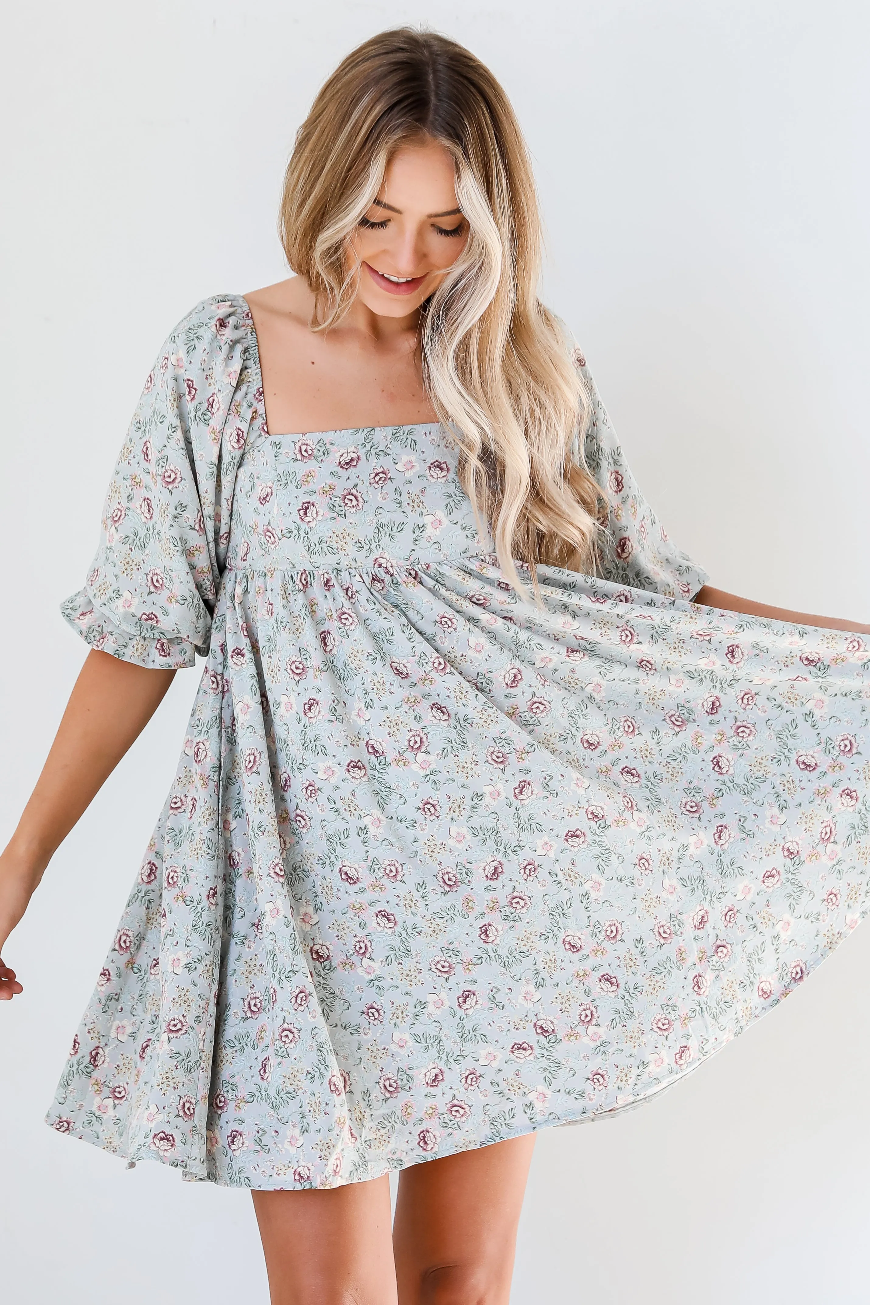 FINAL SALE - Where The Flowers Bloom Floral Babydoll Mini Dress