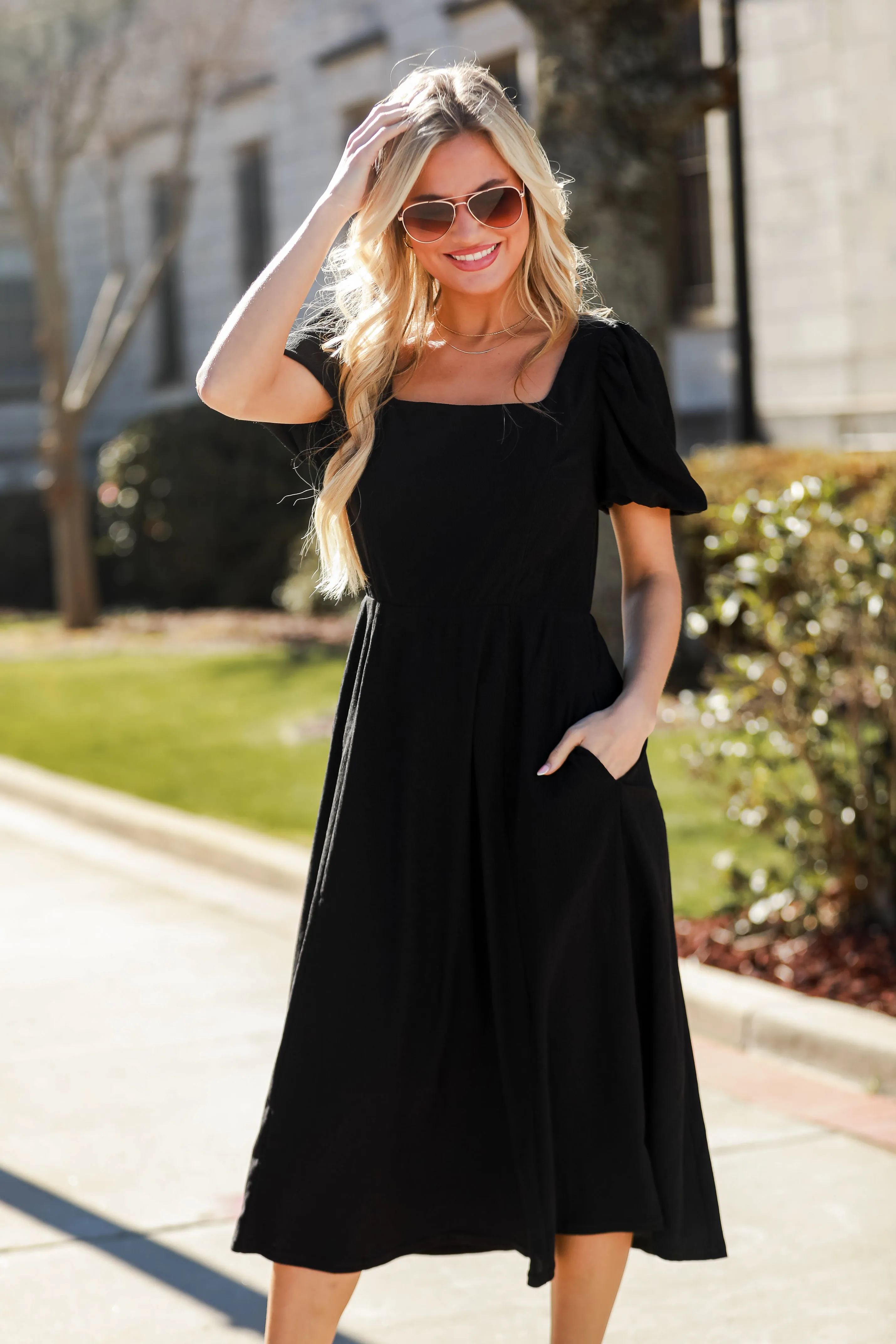 FINAL SALE - You're The One Black Midi Dress