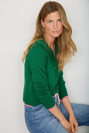 Fleurine Cropped Cardigan - Dark Jade Green