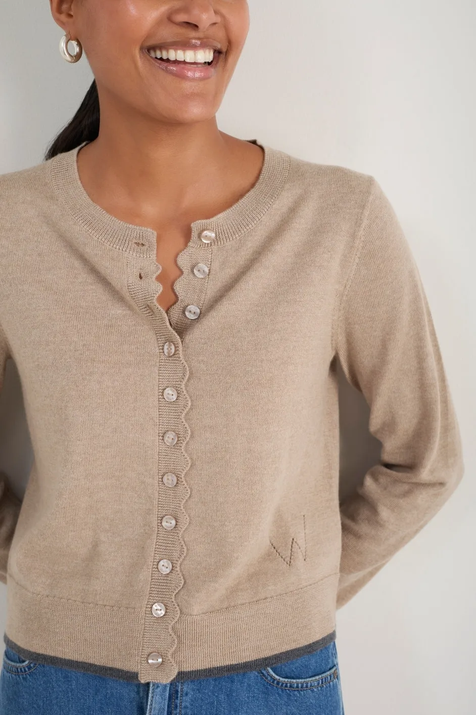 Fleurine Cropped Cardigan - Oat Melange