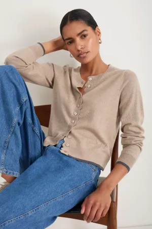 Fleurine Cropped Cardigan - Oat Melange
