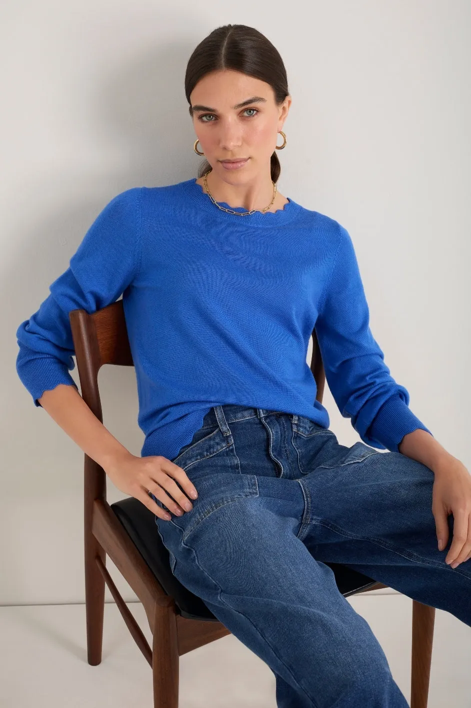 Fleurine Scallop Jumper - Cobalt Blue