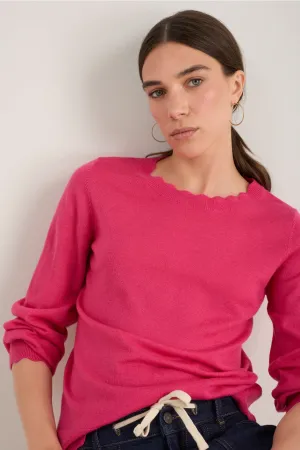 Fleurine Scallop Jumper - Raspberry Pink